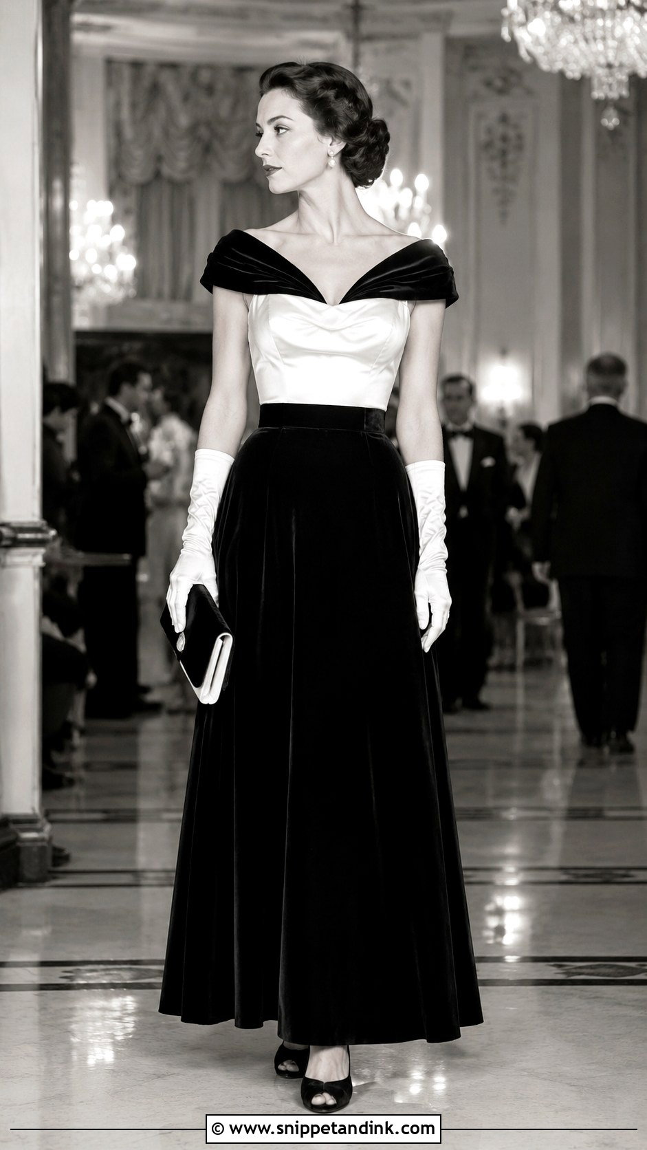 Black And White 1940s Ball Gown - Snippet and Ink - 20 1940S Ball Gown Ideas