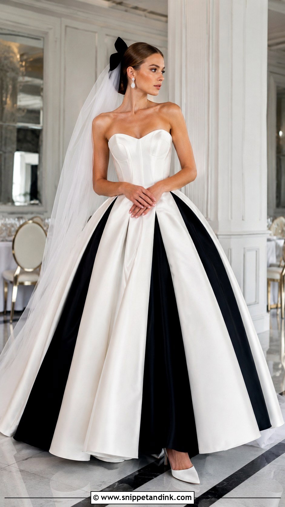 Black And White Ball Gown Wedding Dress - Snippet and Ink - 20 Black and White Wedding Dresses