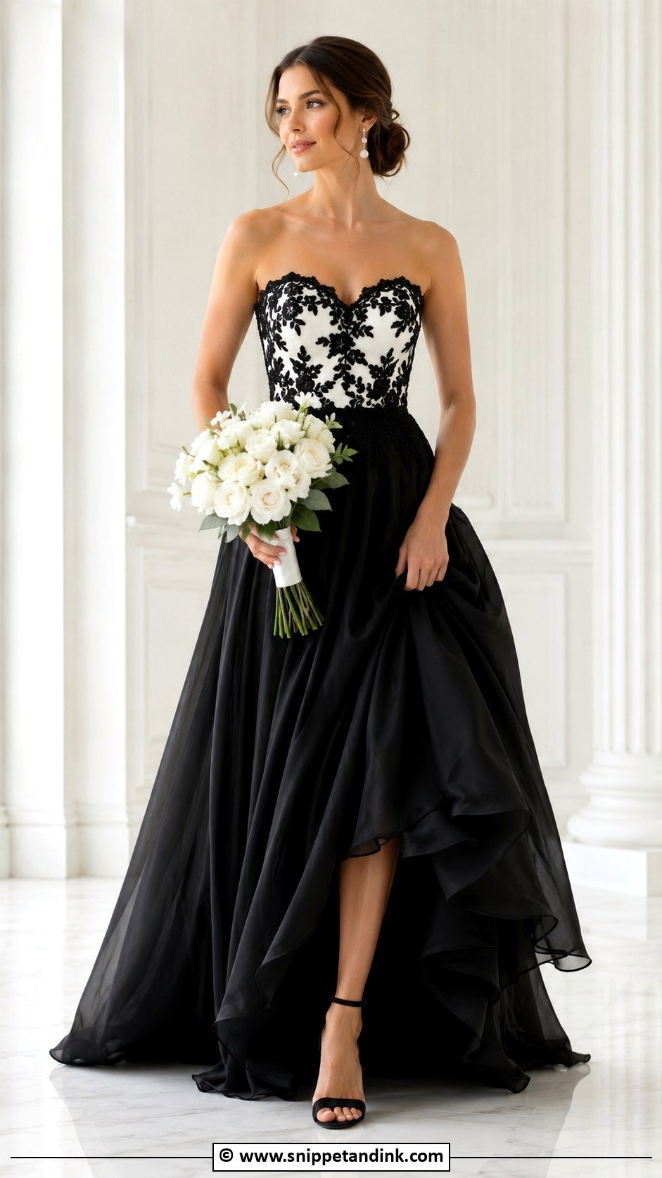 Black And White Bridal Gown - Snippet and Ink - 25 Black Bridal Gown Ideas