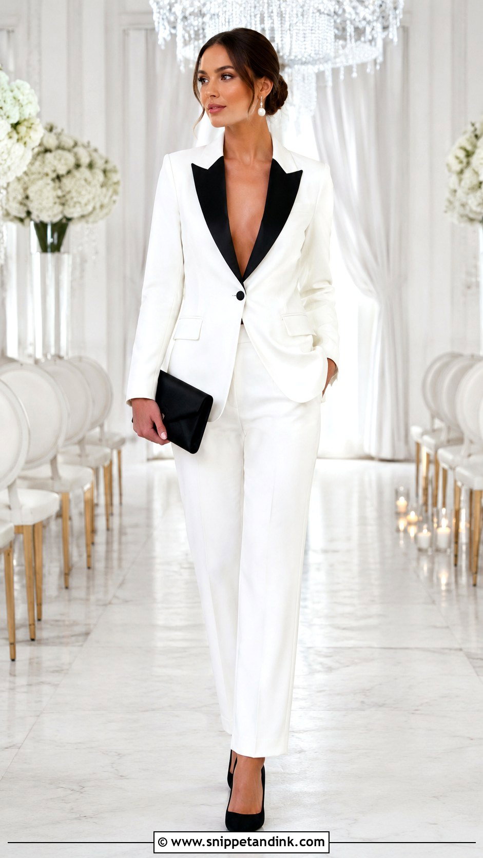Black And White Bridal Pantsuit - Snippet and Ink - 25 Bridal Pantsuit Ideas