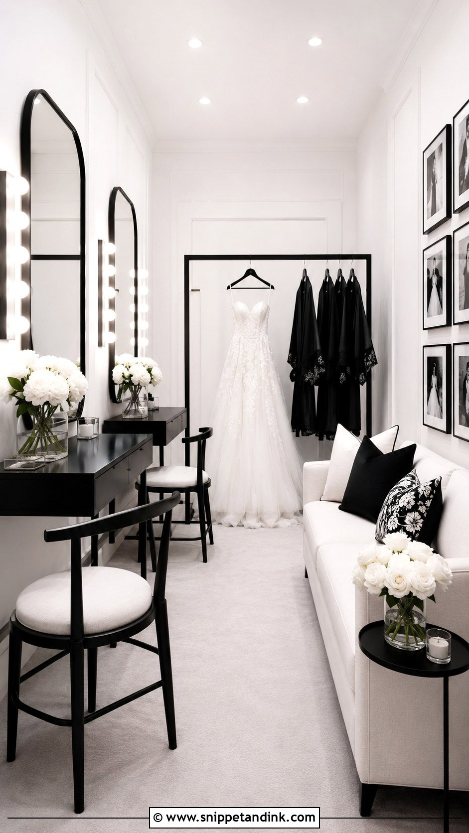 Black And White Bridal Suite - Snippet and Ink - 20 Bride Suite Ideas