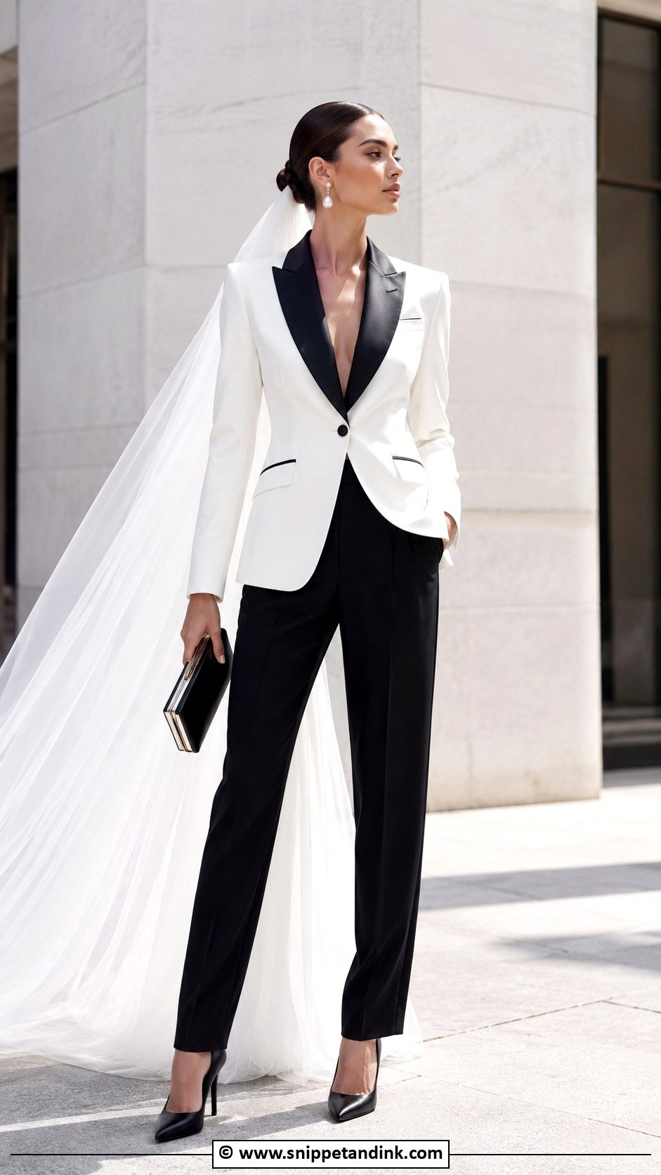 Black And White Bride Suit - Snippet and Ink - 25 Bride Suit Ideas
