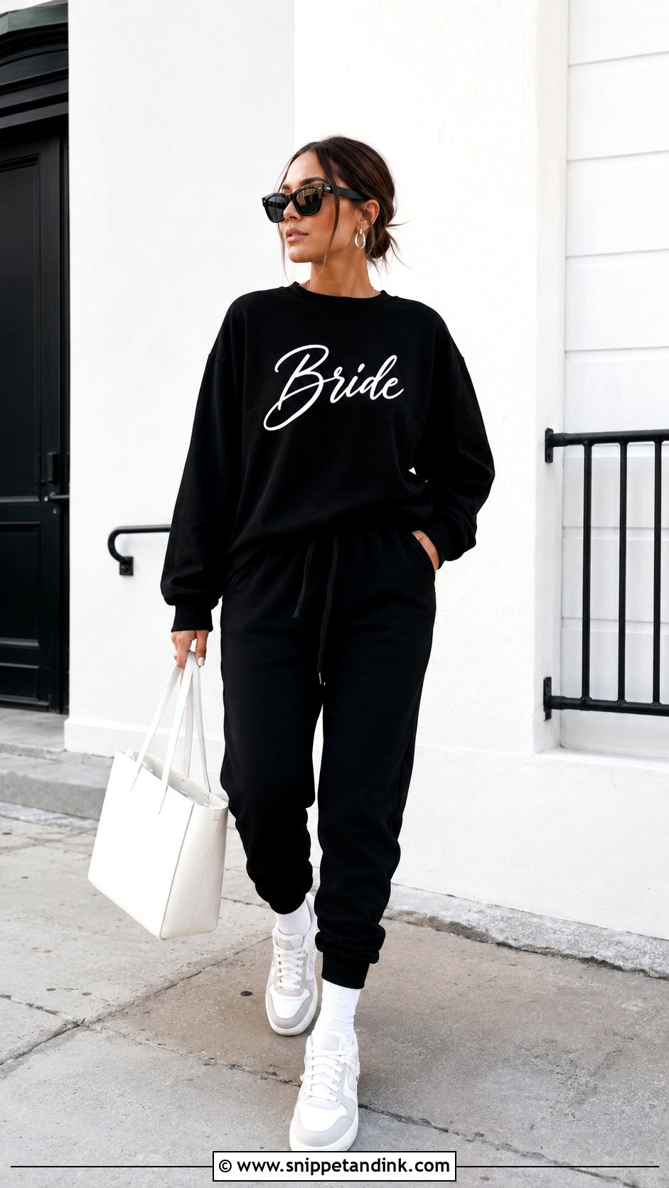 Black And White Bride Sweat Suit - Snippet and Ink - 20 Bride Sweat Suit Ideas