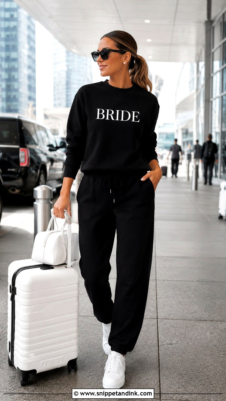 Black And White Bride Sweatsuit - Snippet and Ink - 20 Bride Sweatsuit Ideas
