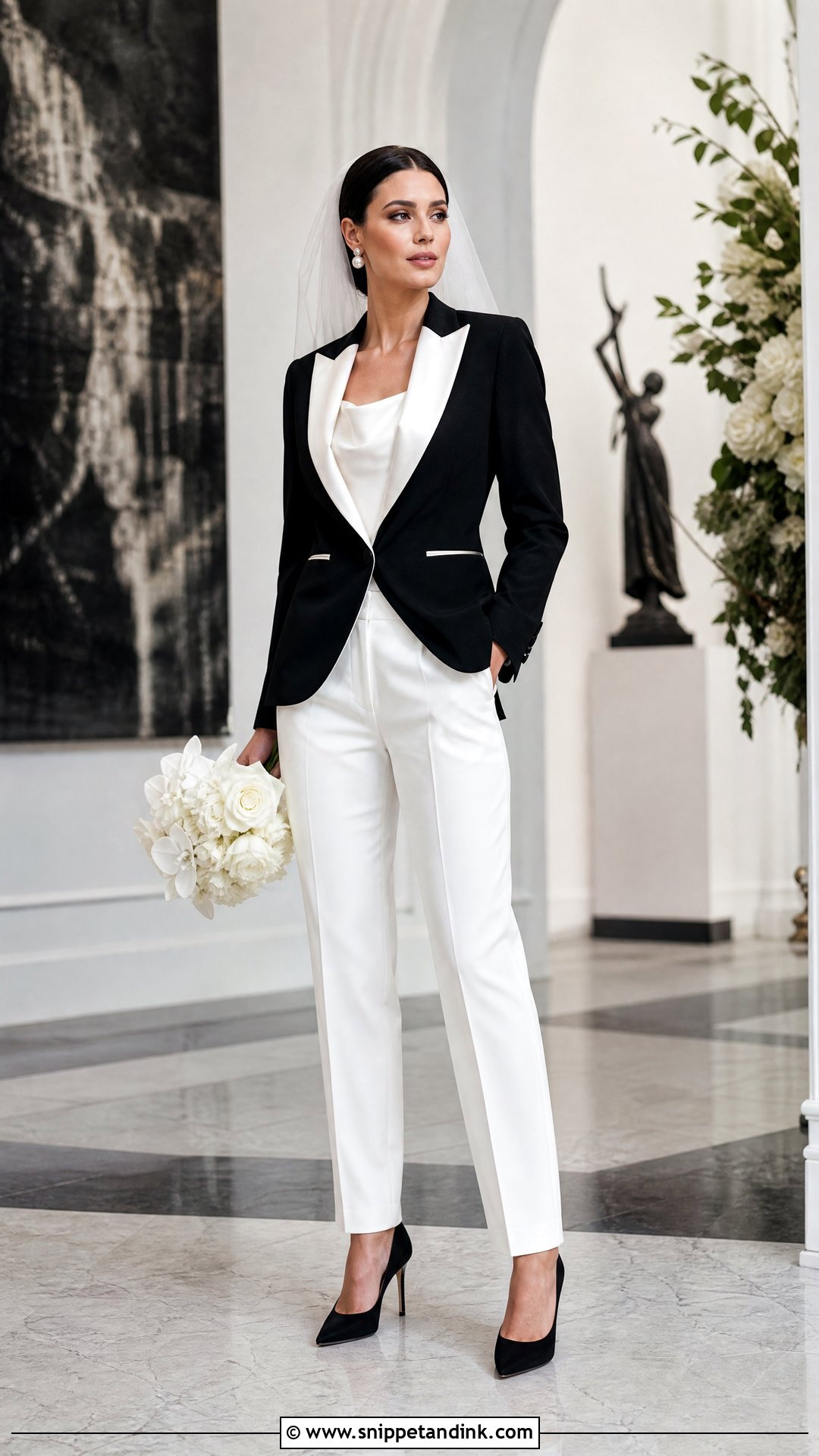 Black And White Bride Tuxedo Suit - Snippet and Ink - 20 Bride Wedding Suit Ideas