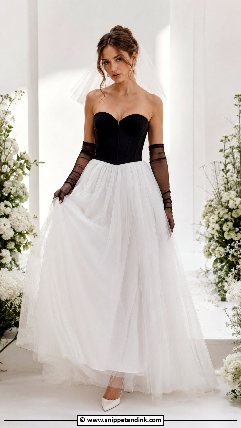 Black And White Corset Wedding Dress - Snippet and Ink - 30 Black and White Wedding Dress Ideas