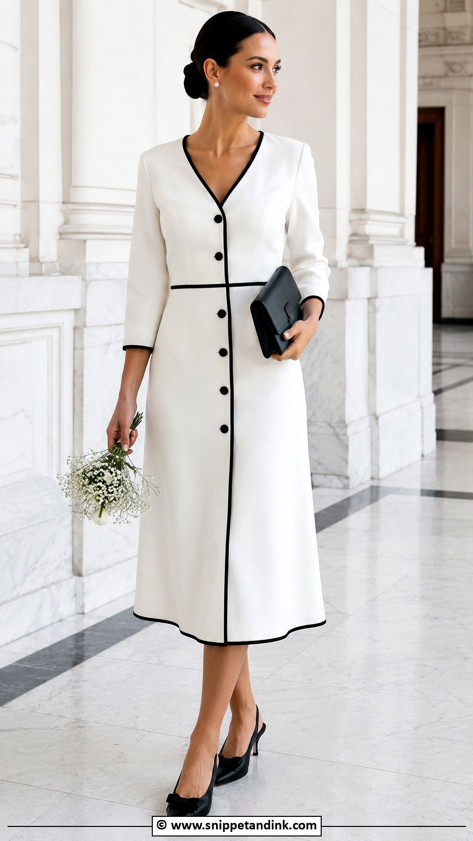 Black And White Courthouse Wedding Dress - Snippet and Ink - 30 Black and White Wedding Dress Ideas