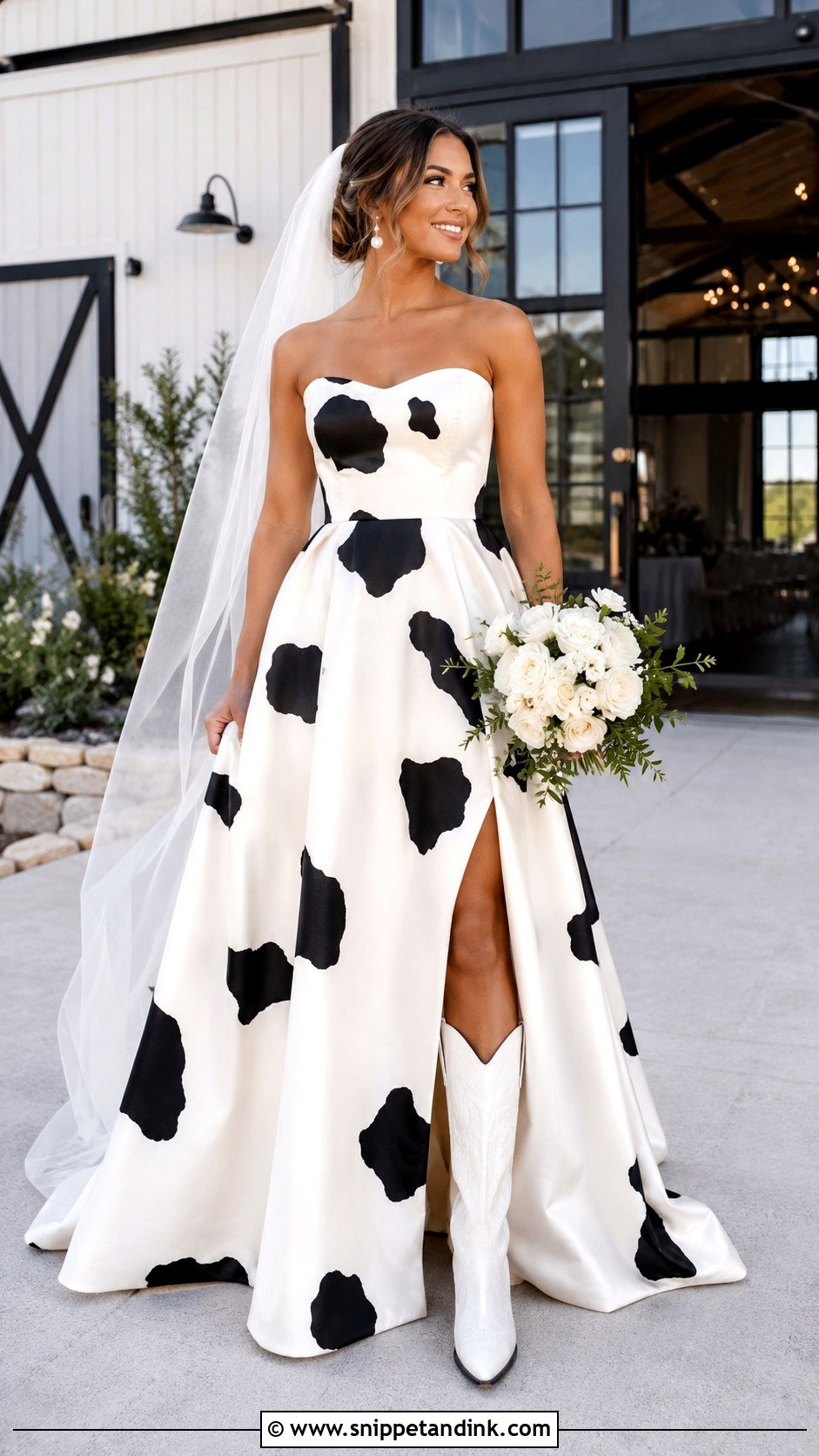 Black And White Cow Print Wedding Dress - Snippet and Ink - 20 Cow Print Wedding Dress Ideas