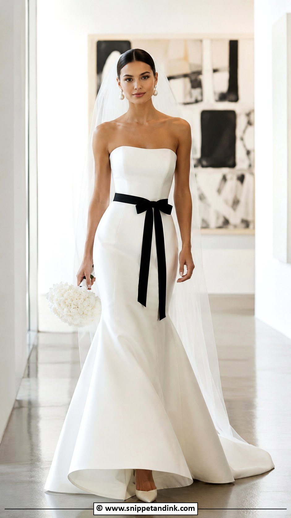 Black And White Fishtail Wedding Dress - Snippet and Ink - 25 Fishtail Wedding Dress Ideas