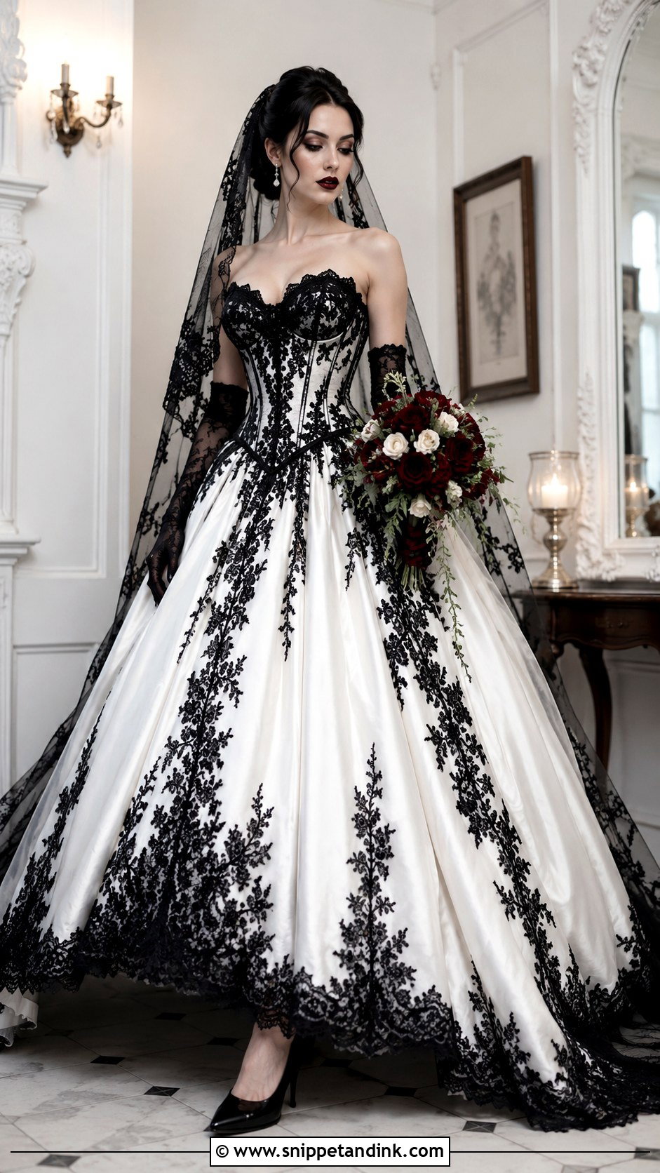 Black And White Gothic Wedding Dress - Snippet and Ink - 25 Vintage Gothic Wedding Dress Ideas