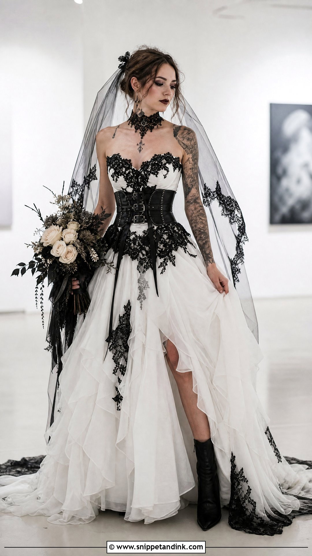 Black And White Grunge Wedding Dress - Snippet and Ink - 25 Grunge Wedding Dress Ideas