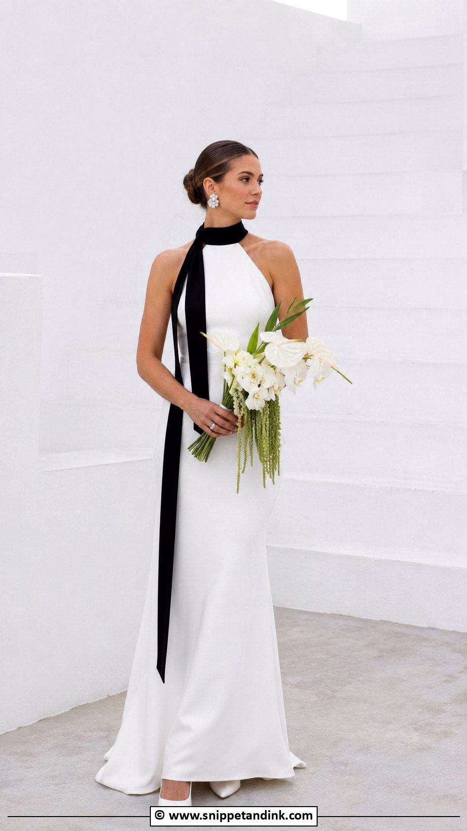 Black And White Halter Wedding Dress - Snippet and Ink - 30 Black and White Wedding Dress Ideas