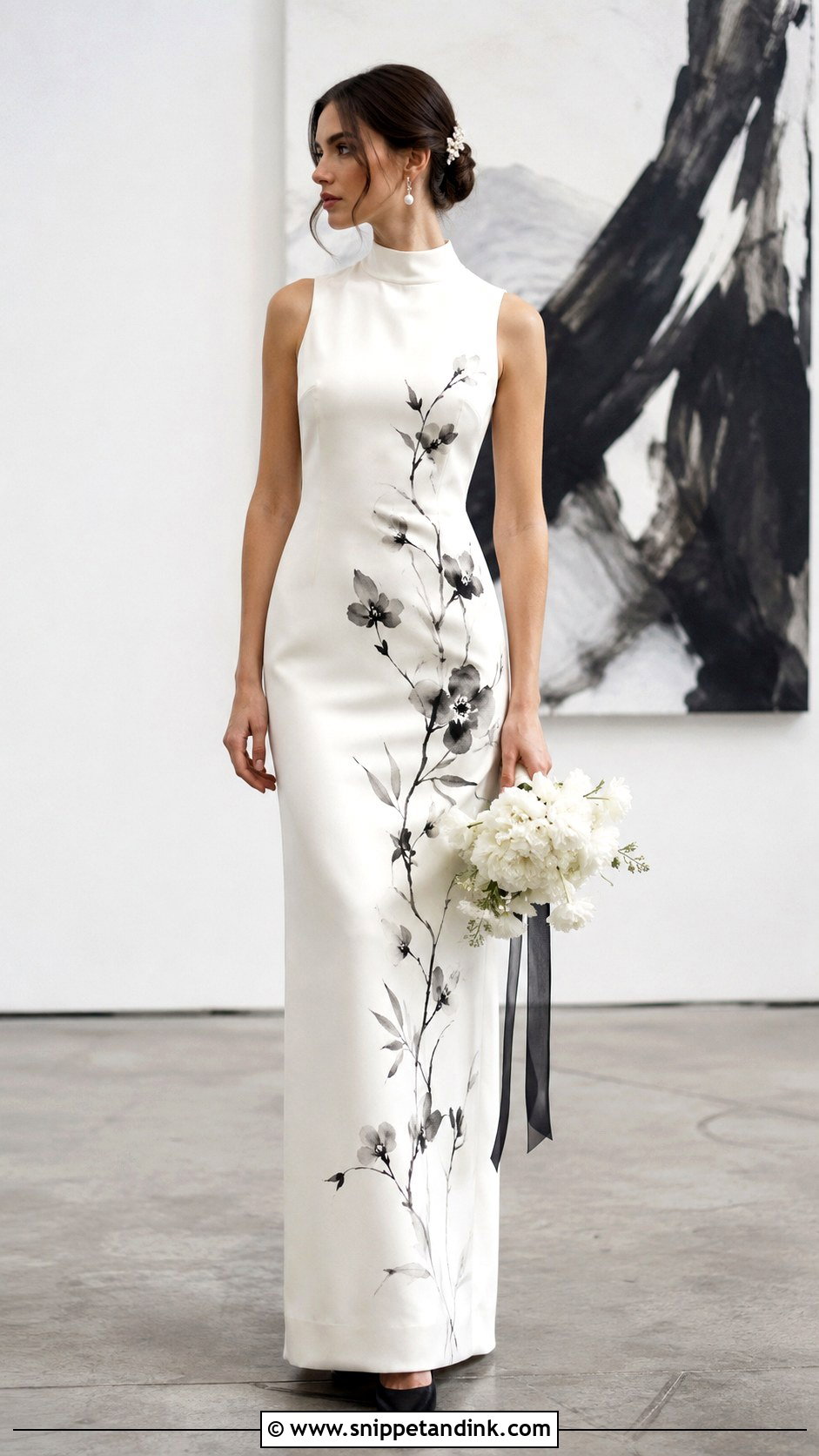Black And White Hand Painted Wedding Dress - Snippet and Ink - 20 Hand Painted Wedding Dress Ideas