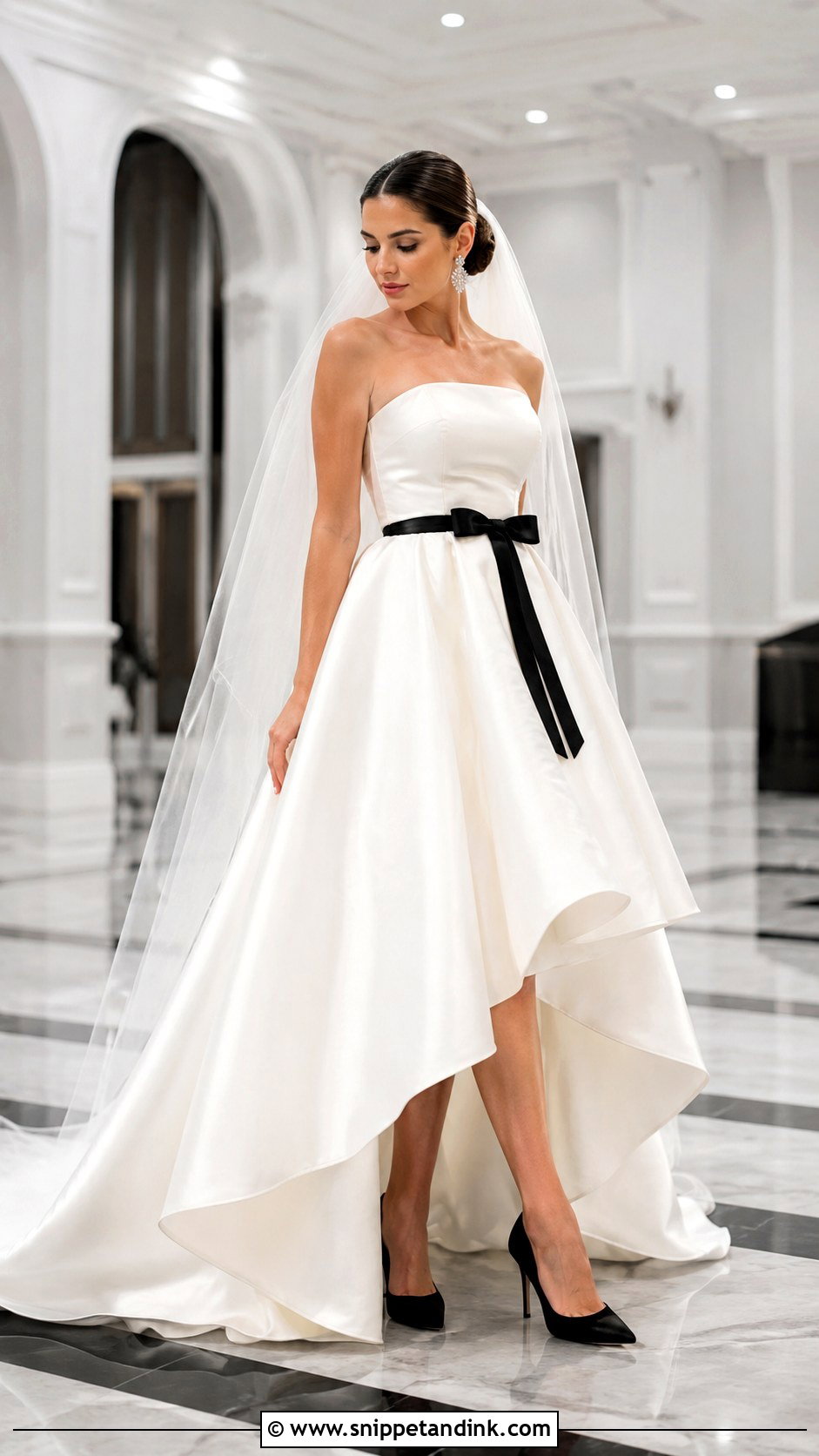 Black And White Hi Lo Wedding Dress - Snippet and Ink - 20 Hi Lo Wedding Dress Ideas