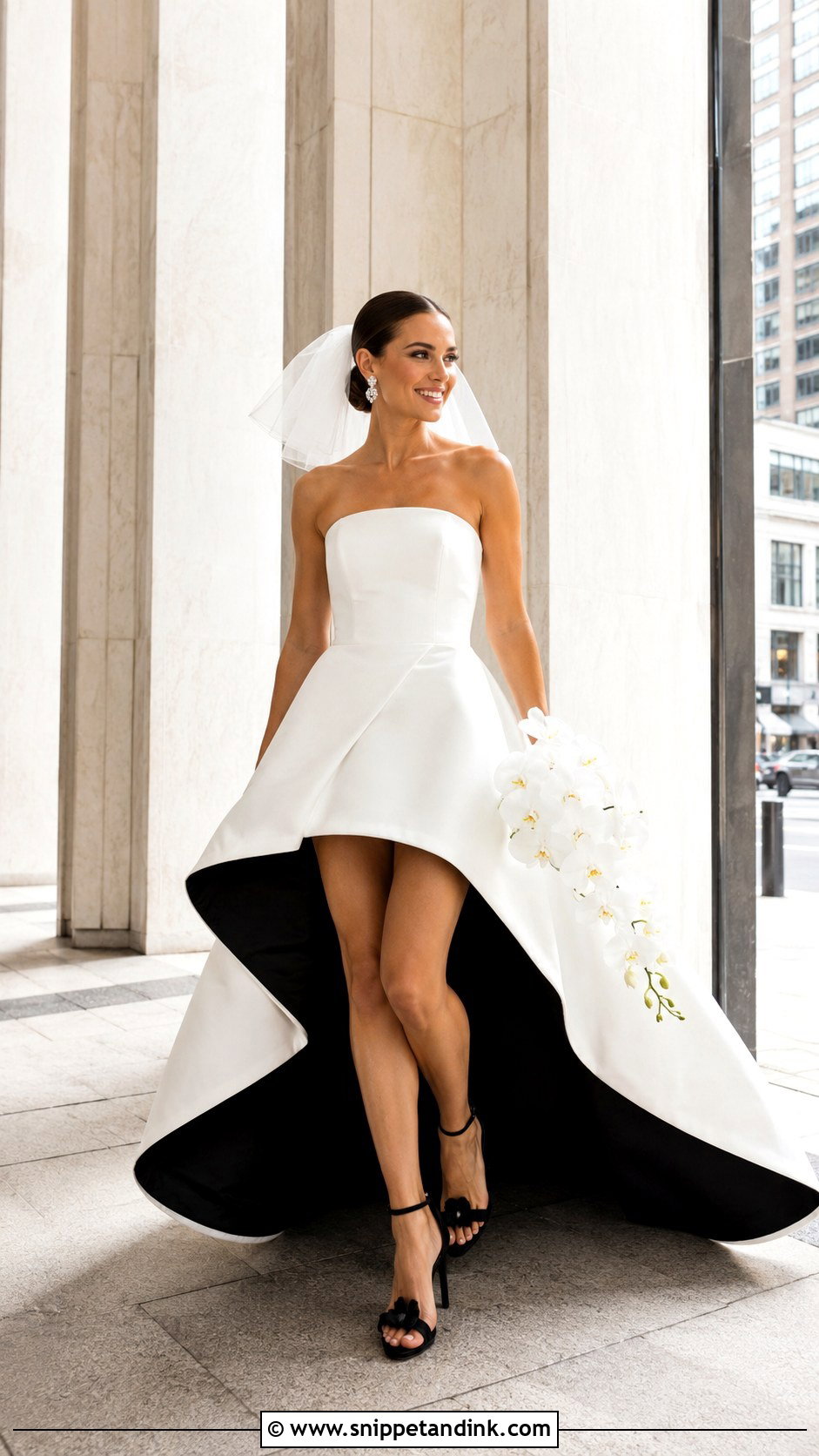 Black And White High Low Wedding Dress - Snippet and Ink - 20 Black and White Wedding Dresses