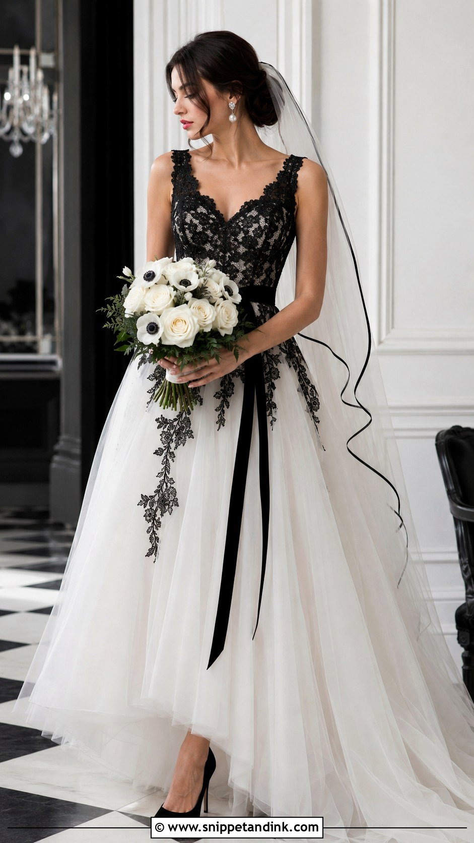 Black And White Lace Wedding Dress - Snippet and Ink - 20 Elegant Black Lace Wedding Dress Ideas