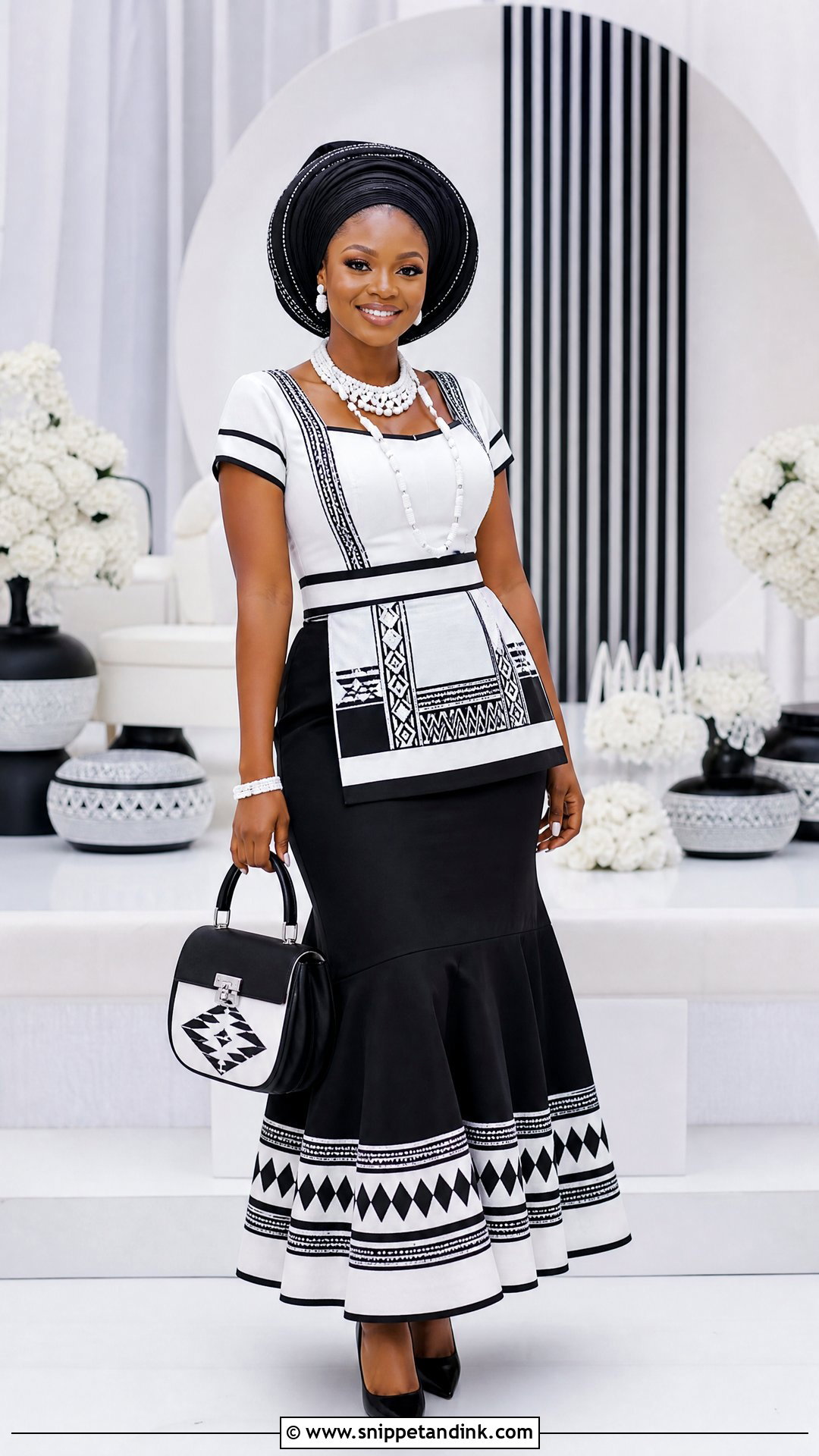 Black And White Lobola Dress - Snippet and Ink - 20 Traditional Lobola Dresses