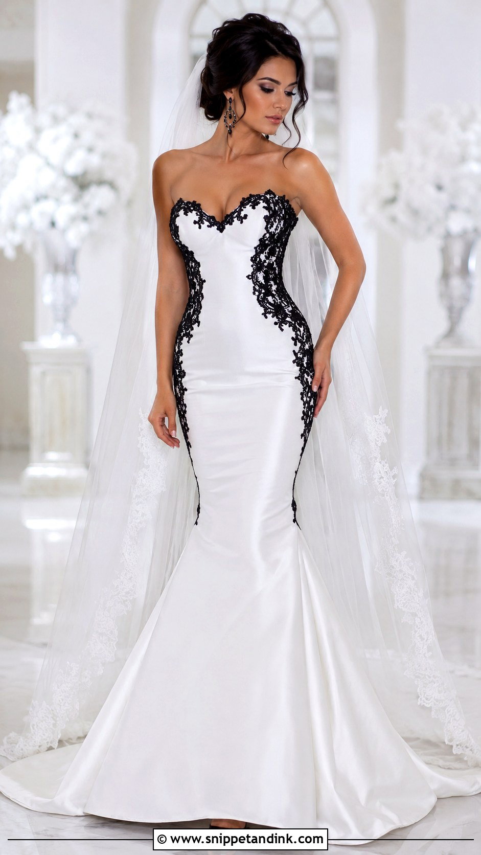 Black And White Mermaid Wedding Dress - Snippet and Ink - 25 Black White Wedding Dress Ideas
