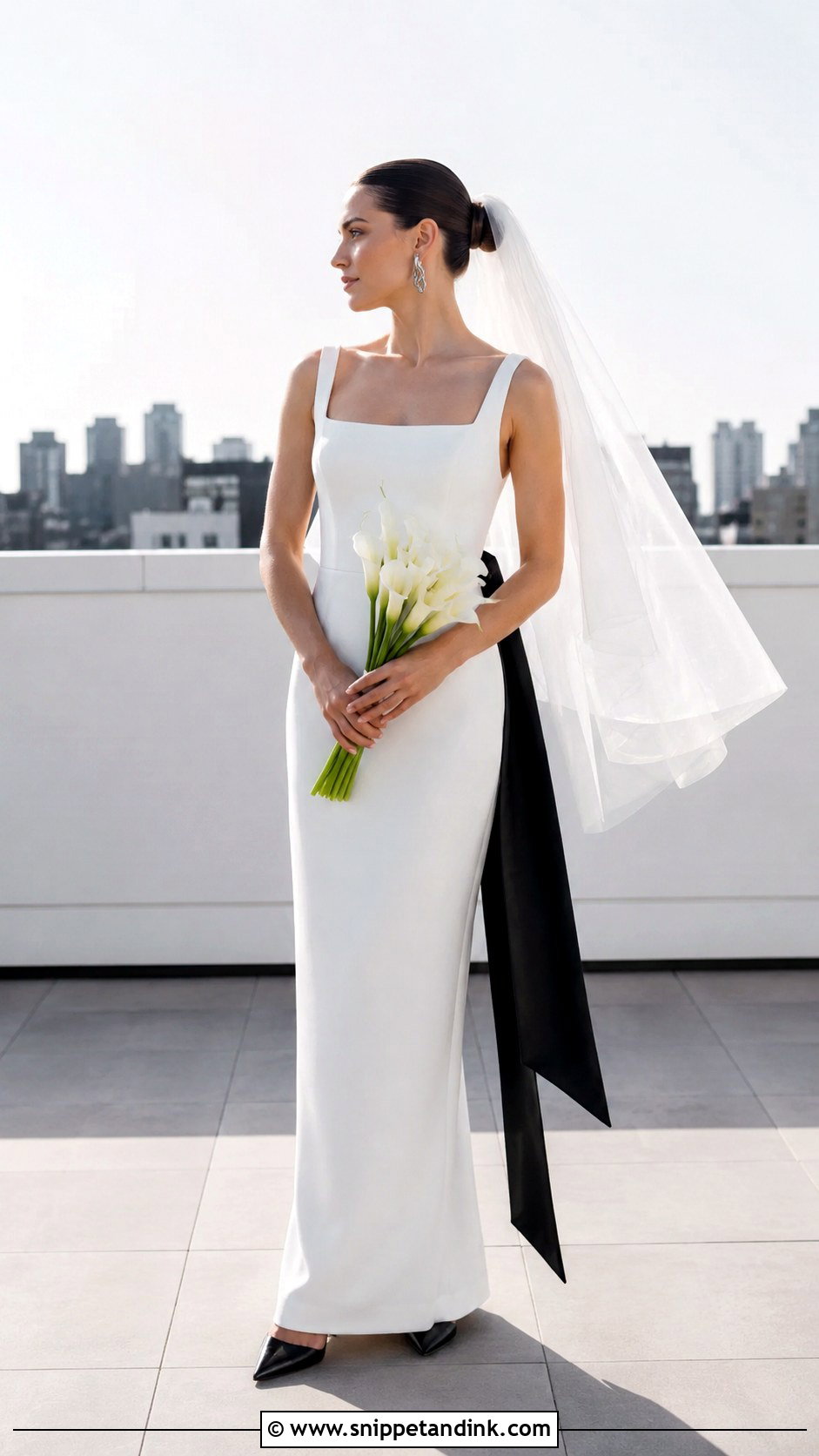 Black And White Minimalist Wedding Dress - Snippet and Ink - 20 Black and White Wedding Dresses