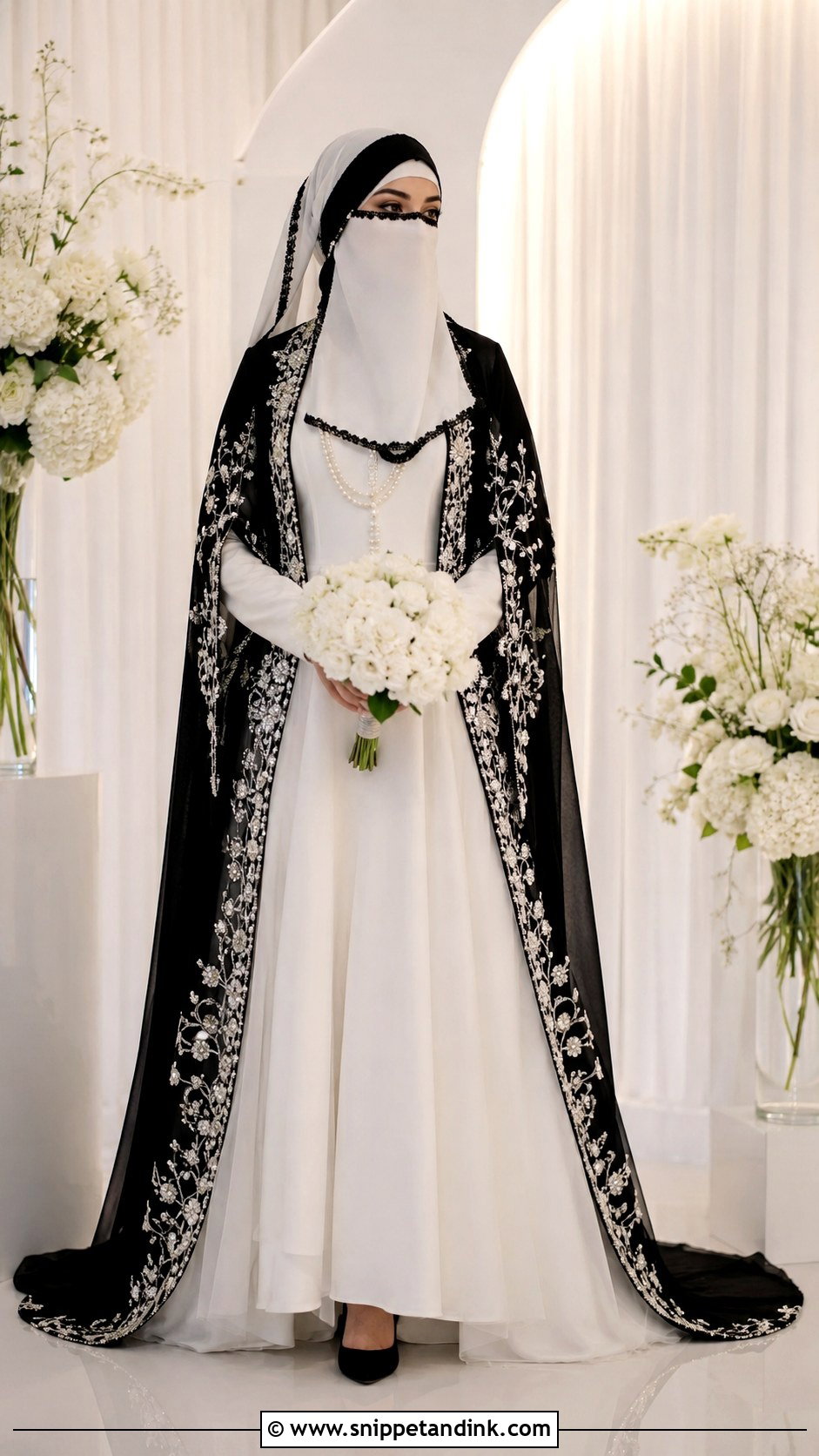 Black And White Niqab Bride Look - Snippet and Ink - 30 Niqab Bride Ideas