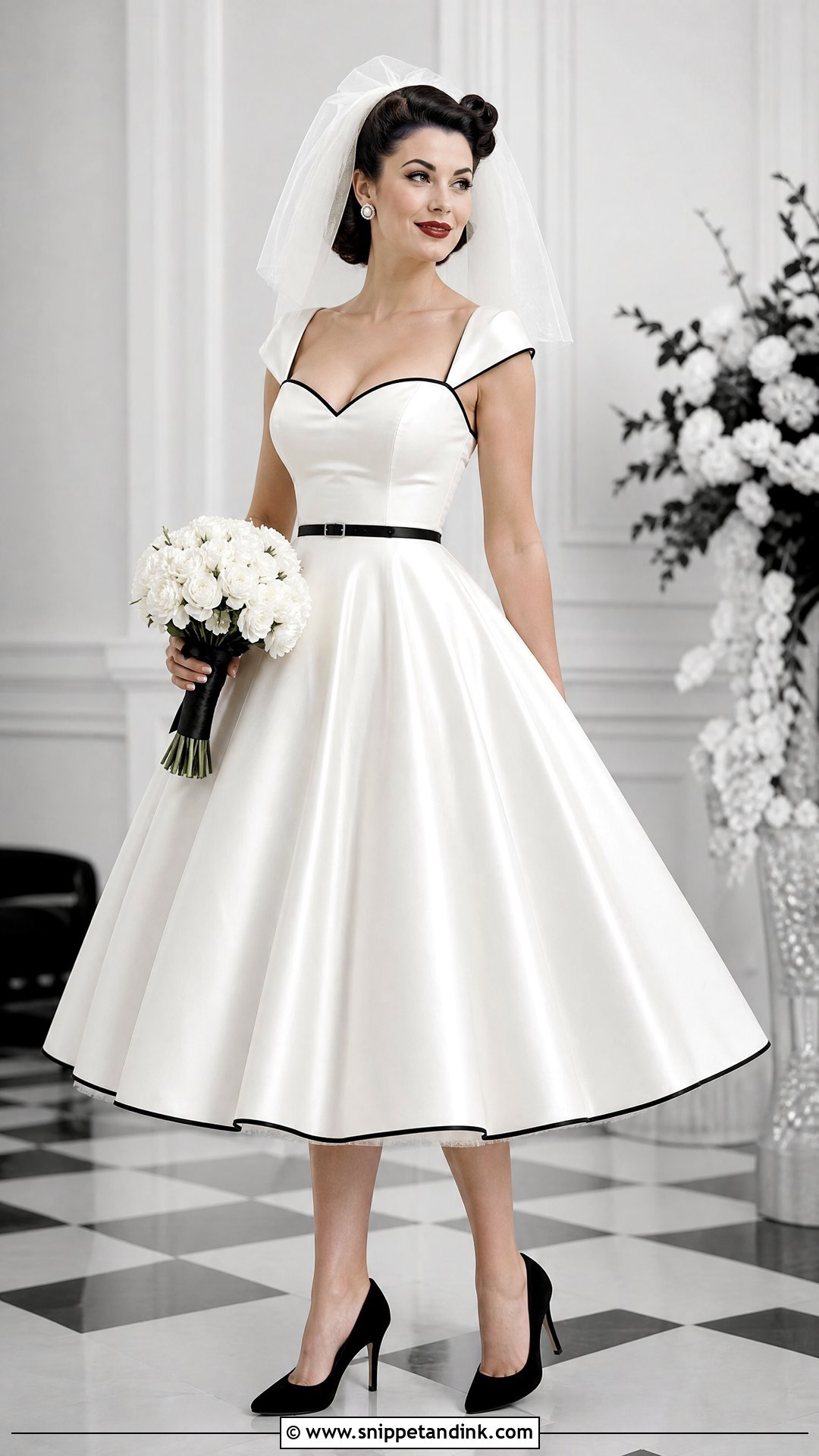 Black And White Pin Up Wedding Dress - Snippet and Ink - 20 Pin Up Wedding Dress Ideas