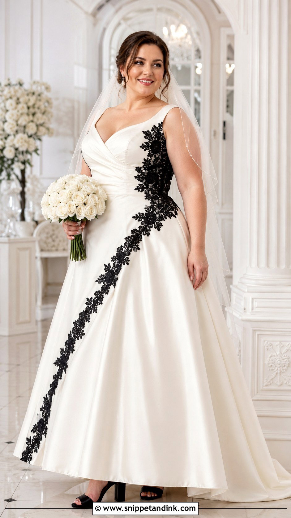 Black And White Plus Size Wedding Dress - Snippet and Ink - 20 Black and White Wedding Dresses