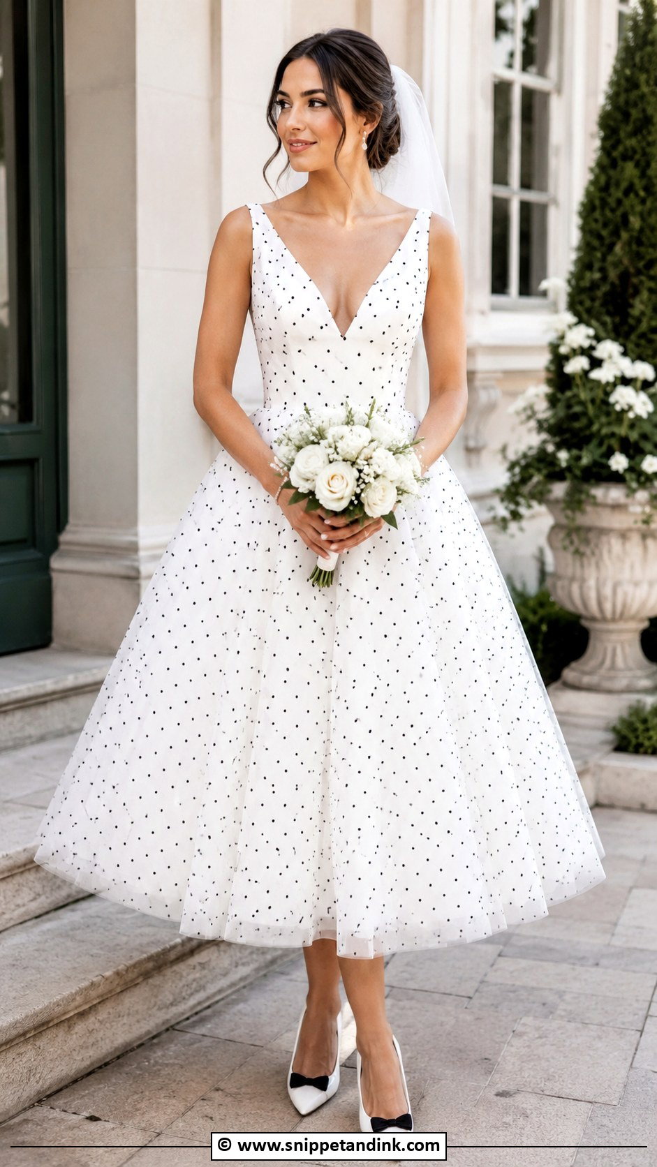 Black And White Polka Dot Wedding Dress - Snippet and Ink - 30 Black and White Wedding Dress Ideas