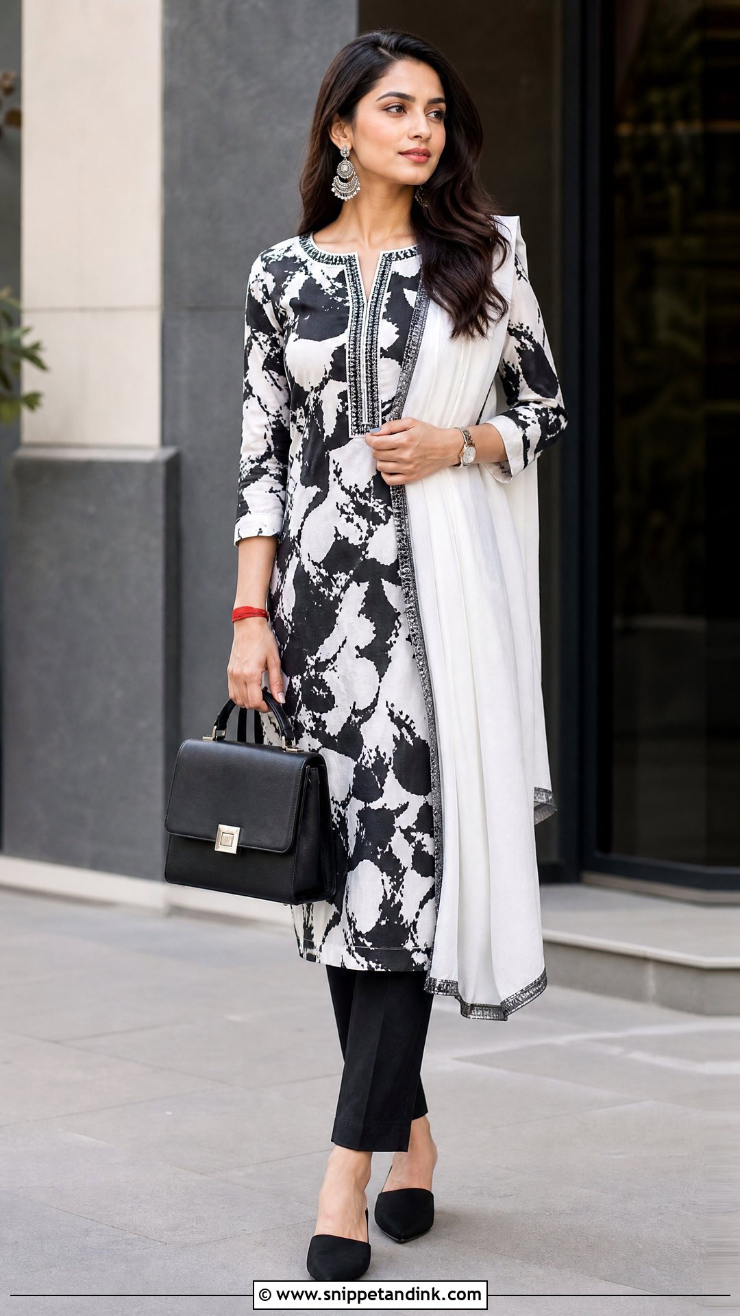 Black And White Printed Salwar Suit - Snippet and Ink - 20 Printed Salwar Suit Ideas
