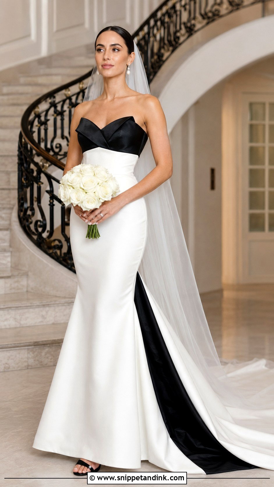 Black And White Satin Wedding Dress - Snippet and Ink - 20 Black and White Wedding Dresses