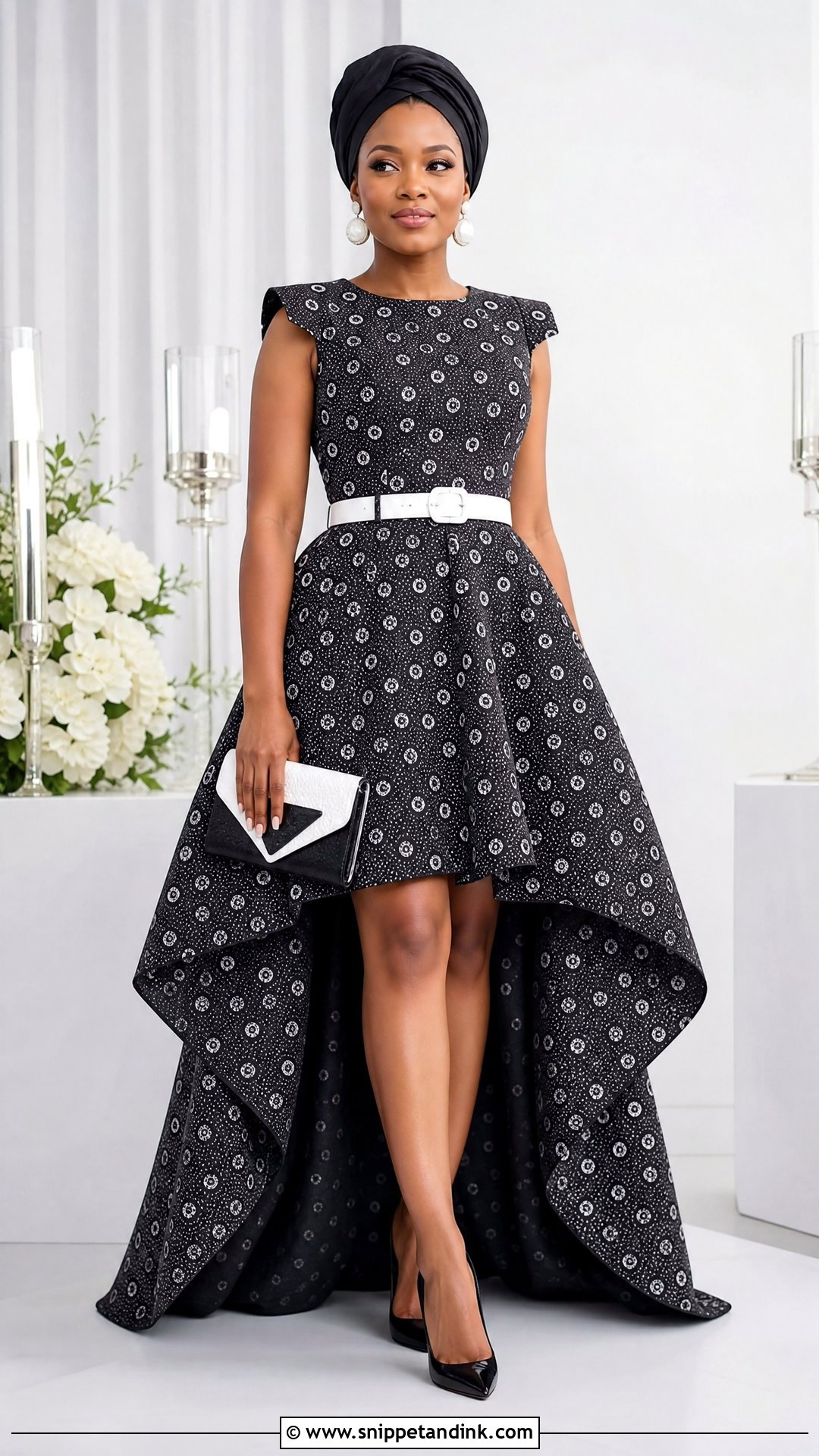 Black And White Shweshwe High Low Dress - Snippet and Ink - 20 Shweshwe Dresses South Africa Traditional Weddings