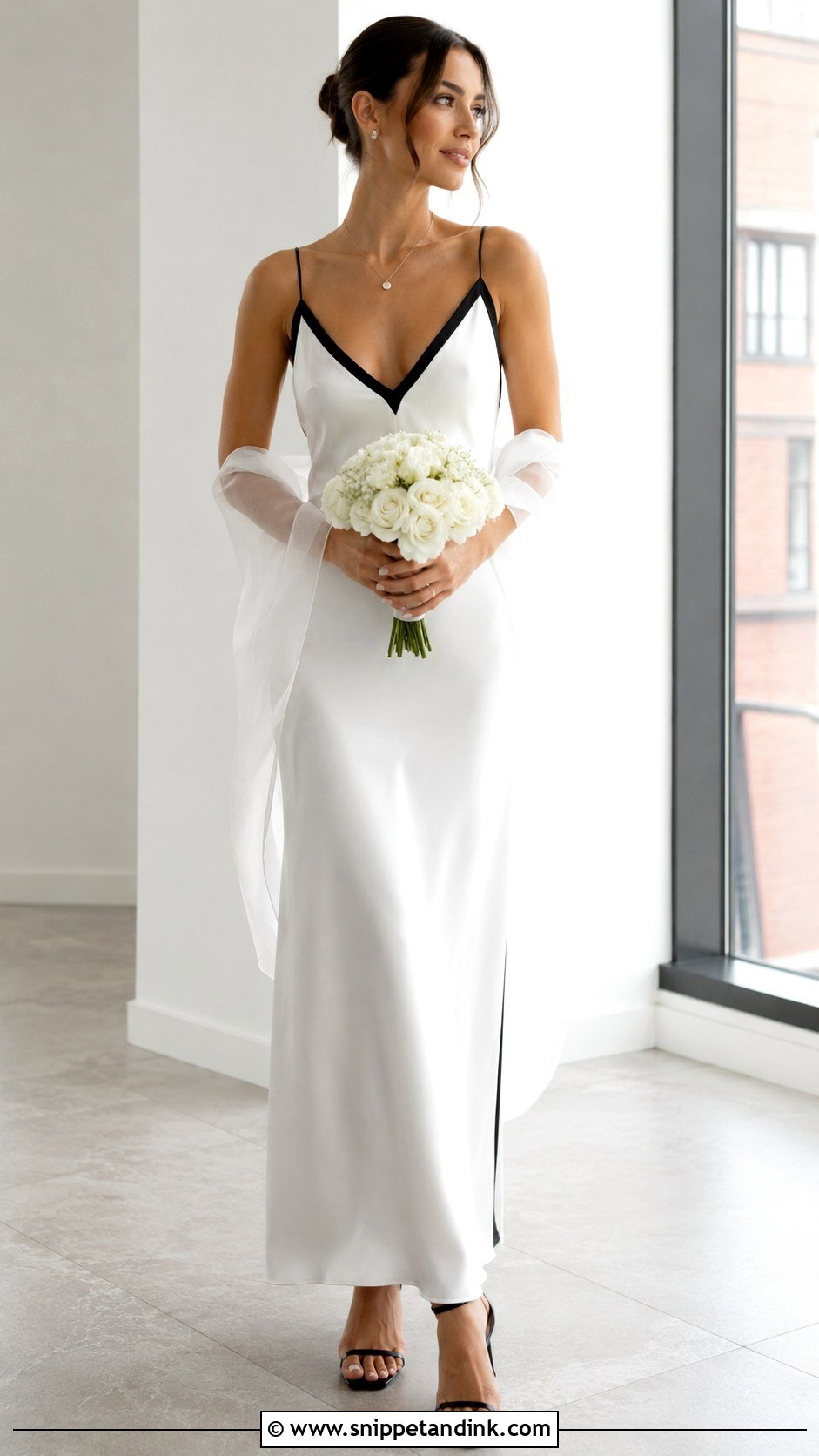 Black And White Slip Wedding Dress - Snippet and Ink - 25 Black White Wedding Dress Ideas