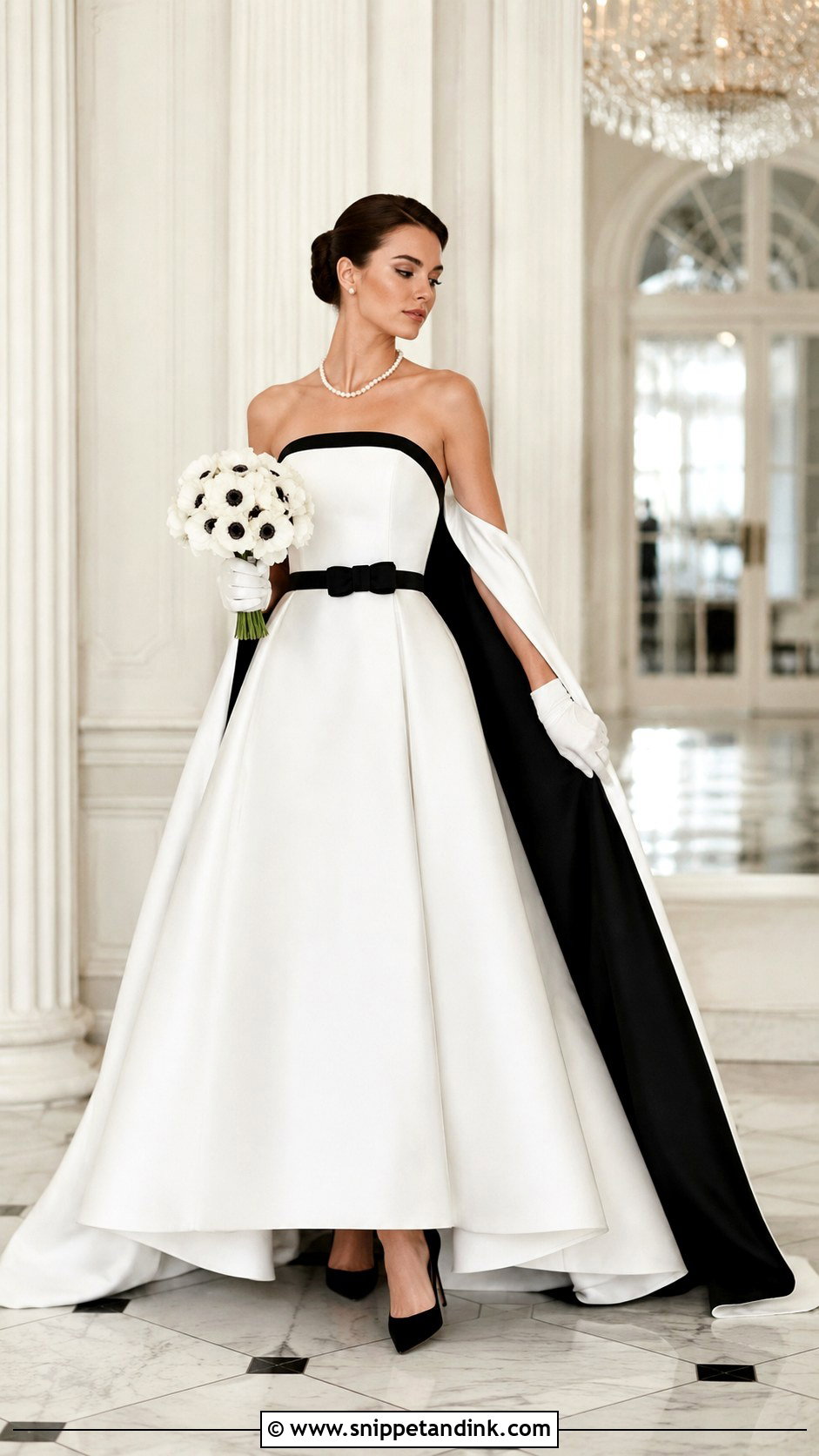Black And White Strapless Wedding Dress - Snippet and Ink - 20 Black and White Wedding Dresses