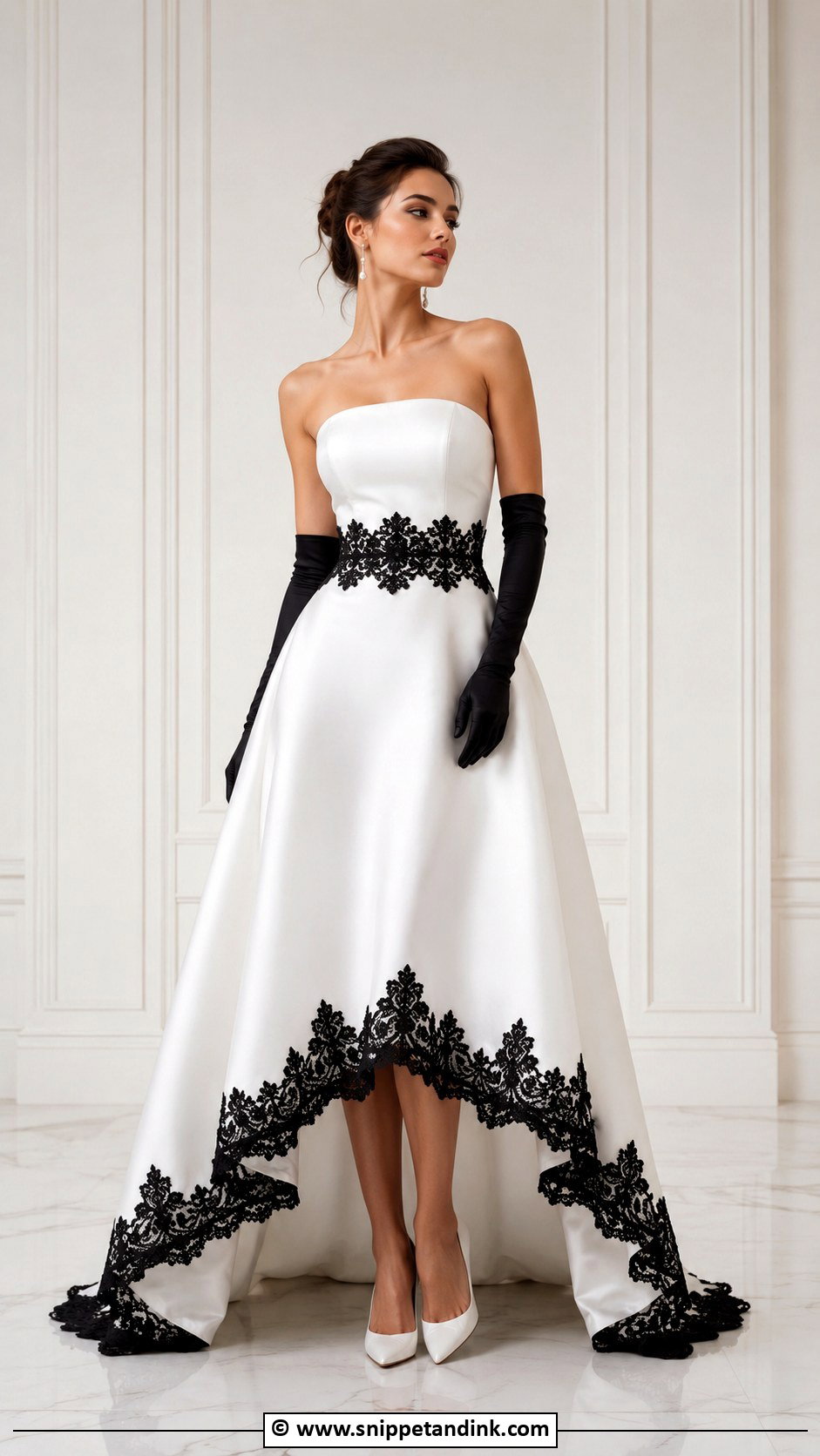 Black And White Strapless Wedding Dress - Snippet and Ink - 30 Black and White Wedding Dress Ideas