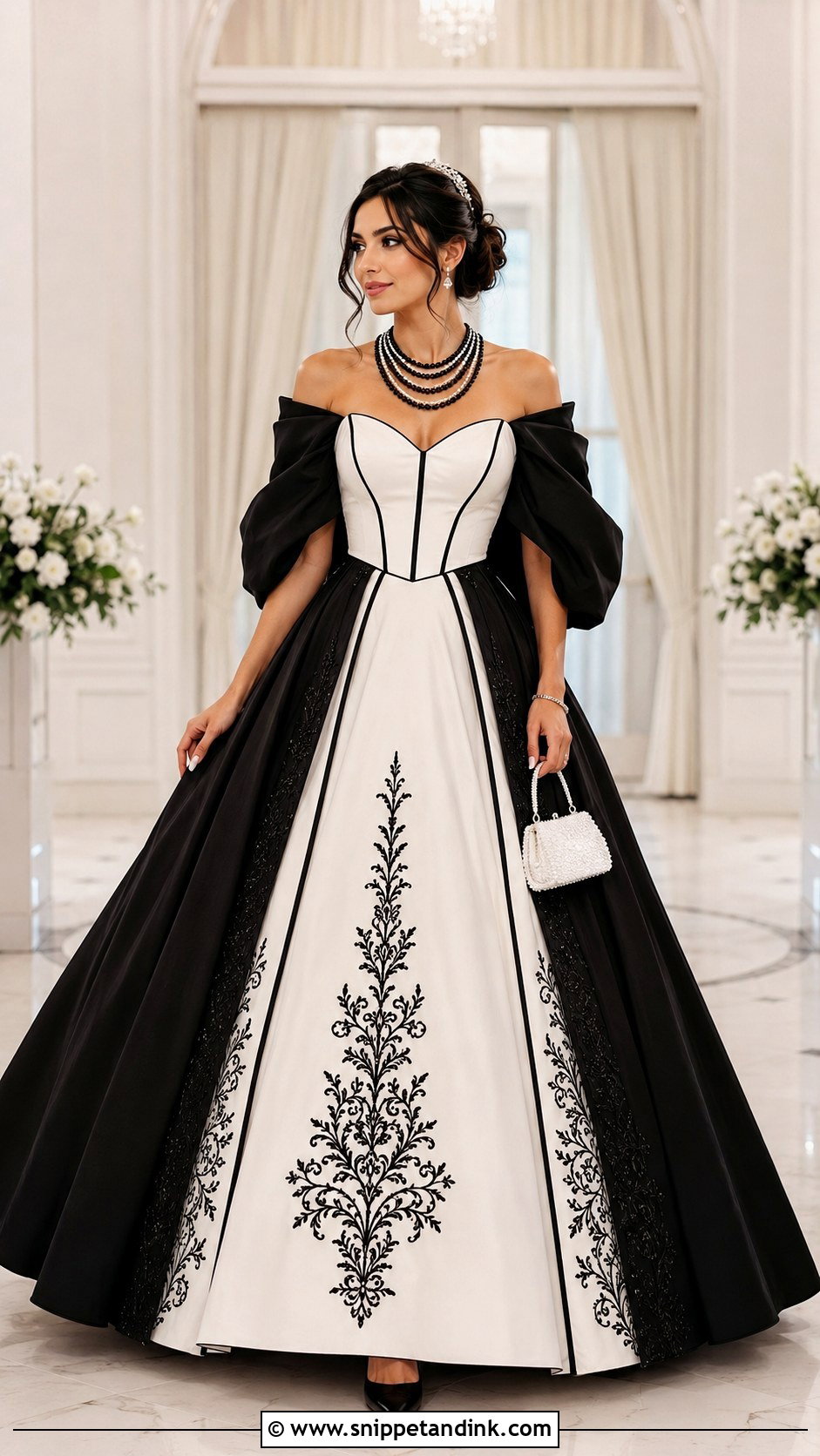 Black And White Swati Ball Gown - Snippet and Ink - 20 Swati Wedding Dresses