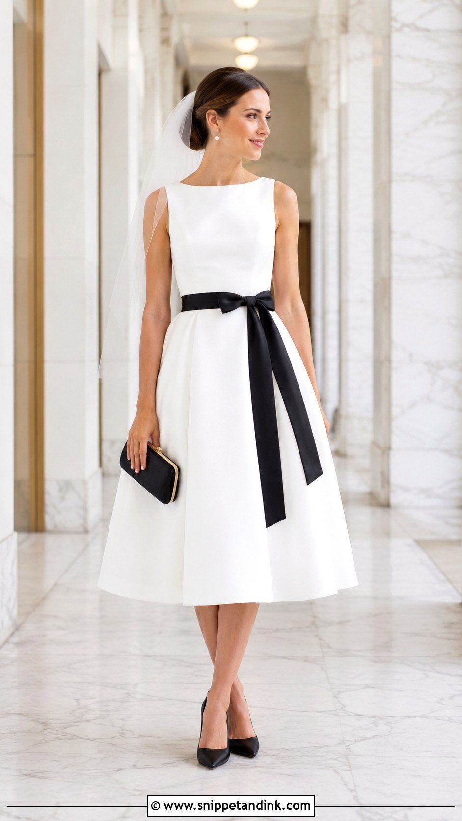 Black And White Tea Length Wedding Dress - Snippet and Ink - 25 Black White Wedding Dress Ideas