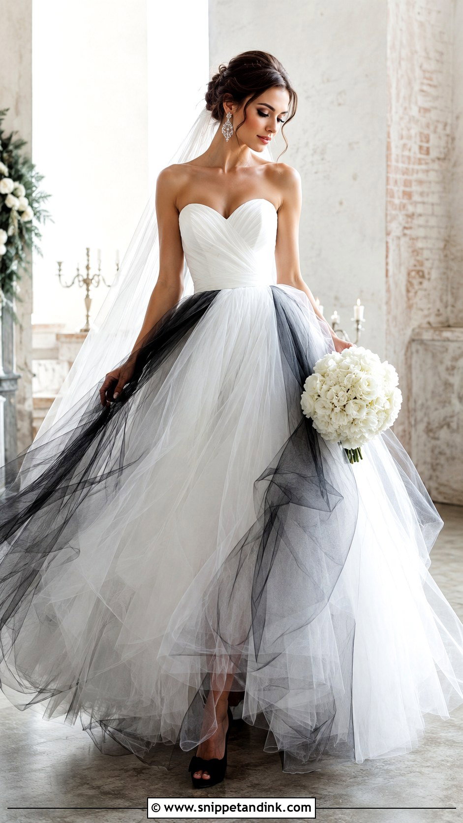 Black And White Tulle Wedding Dress - Snippet and Ink - 20 Black and White Wedding Dresses