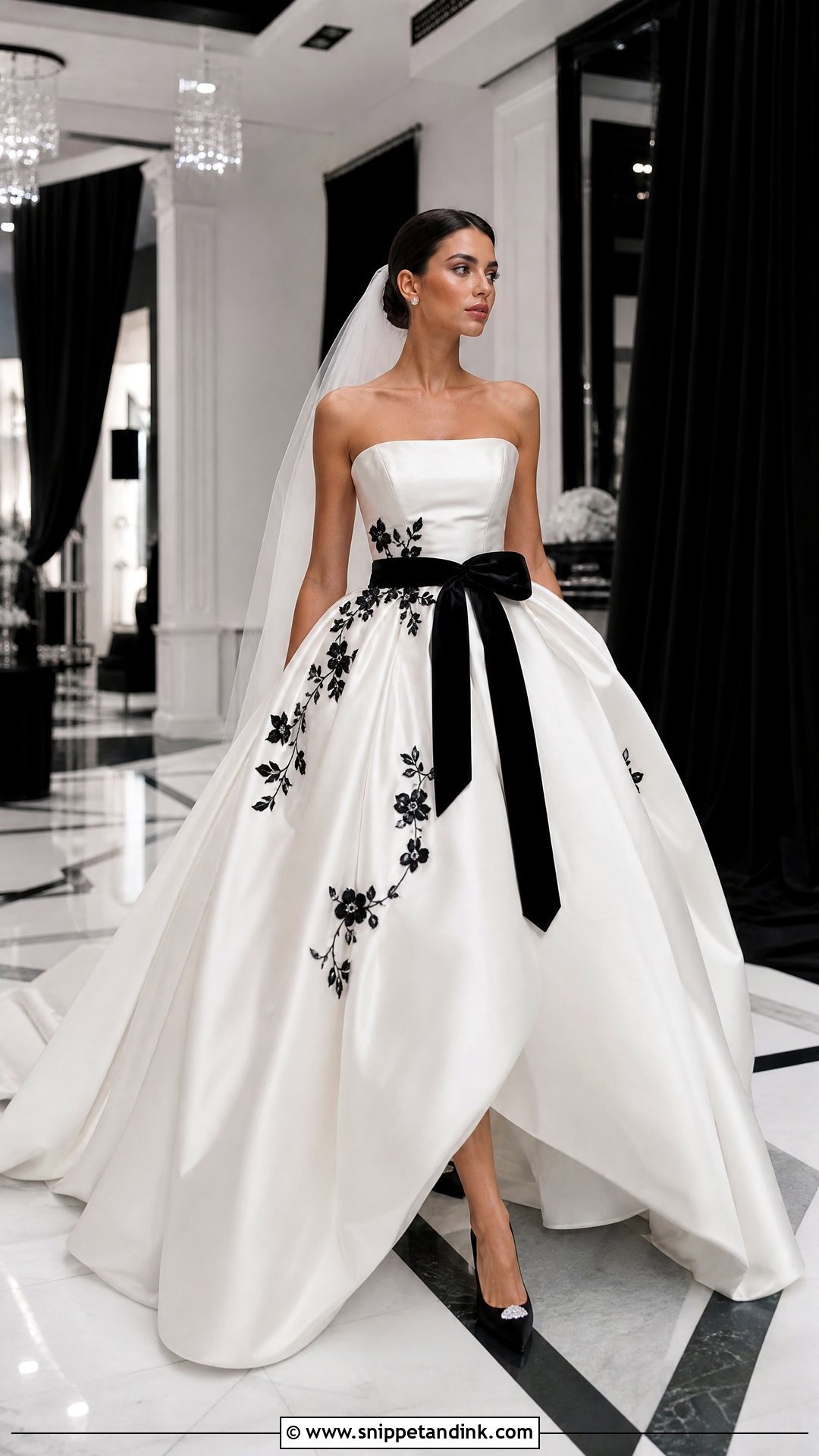 Black And White Wedding Ballgown - Snippet and Ink - 20 Wedding Ballgown Ideas