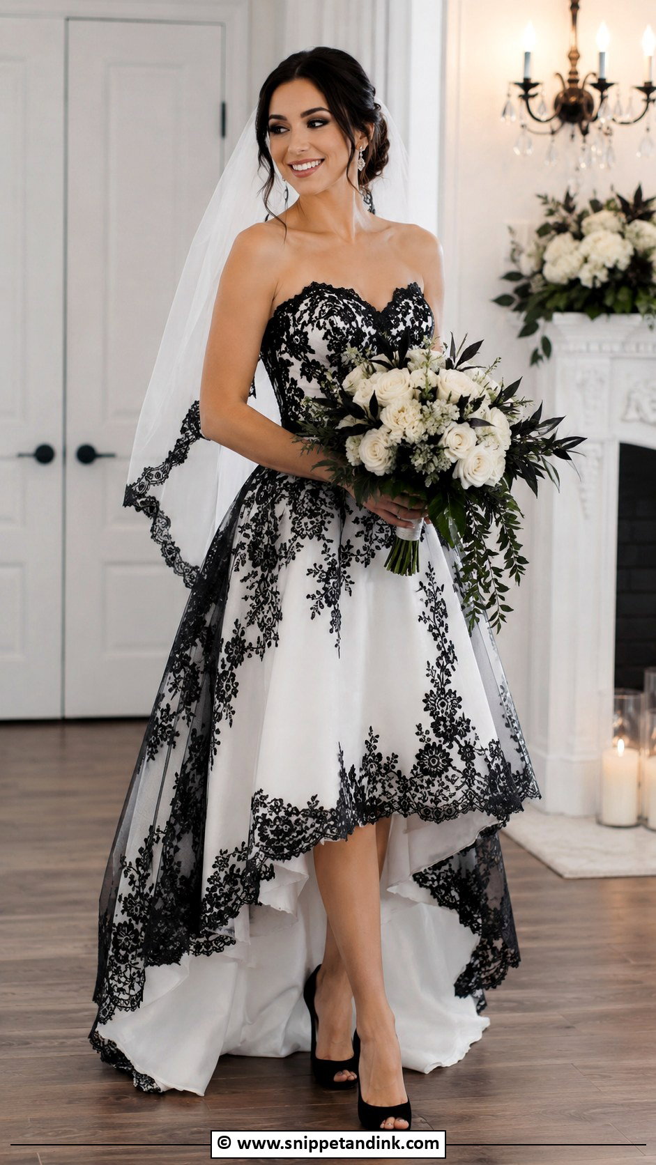 Black And White Wedding Dress - Snippet and Ink - 25 Dark Wedding Dress Ideas