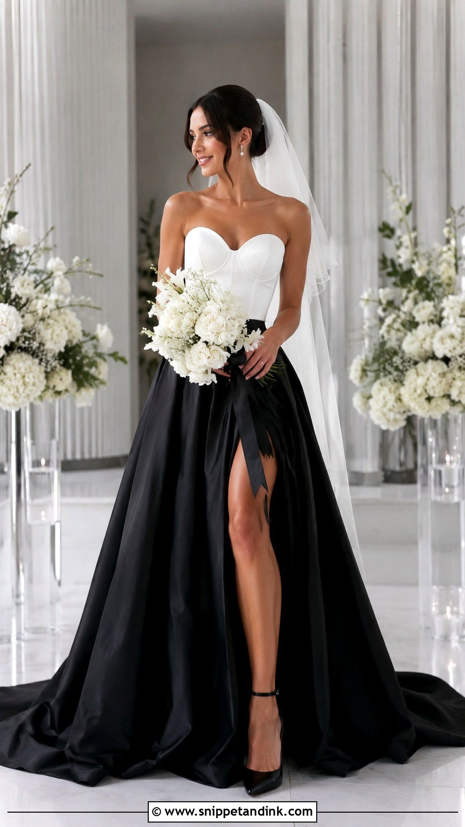 Black And White Wedding Dress - Snippet and Ink - 25 Black Wedding Dress Aesthetic Ideas