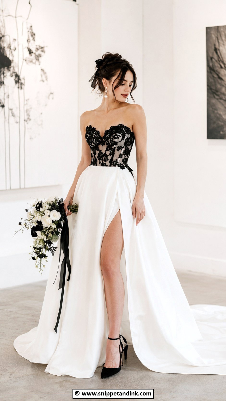 Black And White Wedding Dress - Snippet and Ink - 30 Alt Wedding Dress Ideas