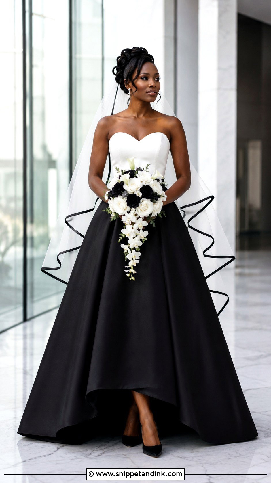 Black And White Wedding Dress - Snippet and Ink - 20 Black Bride Dress Ideas
