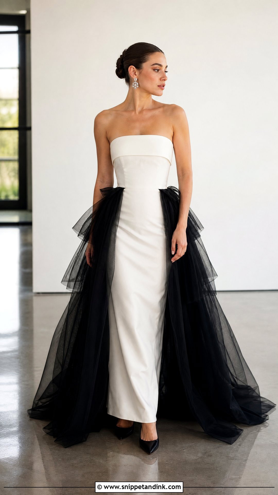Black And White Wedding Dress With Detachable Black Train - Snippet and Ink - 20 Wedding Dress with Detachable Train Ideas