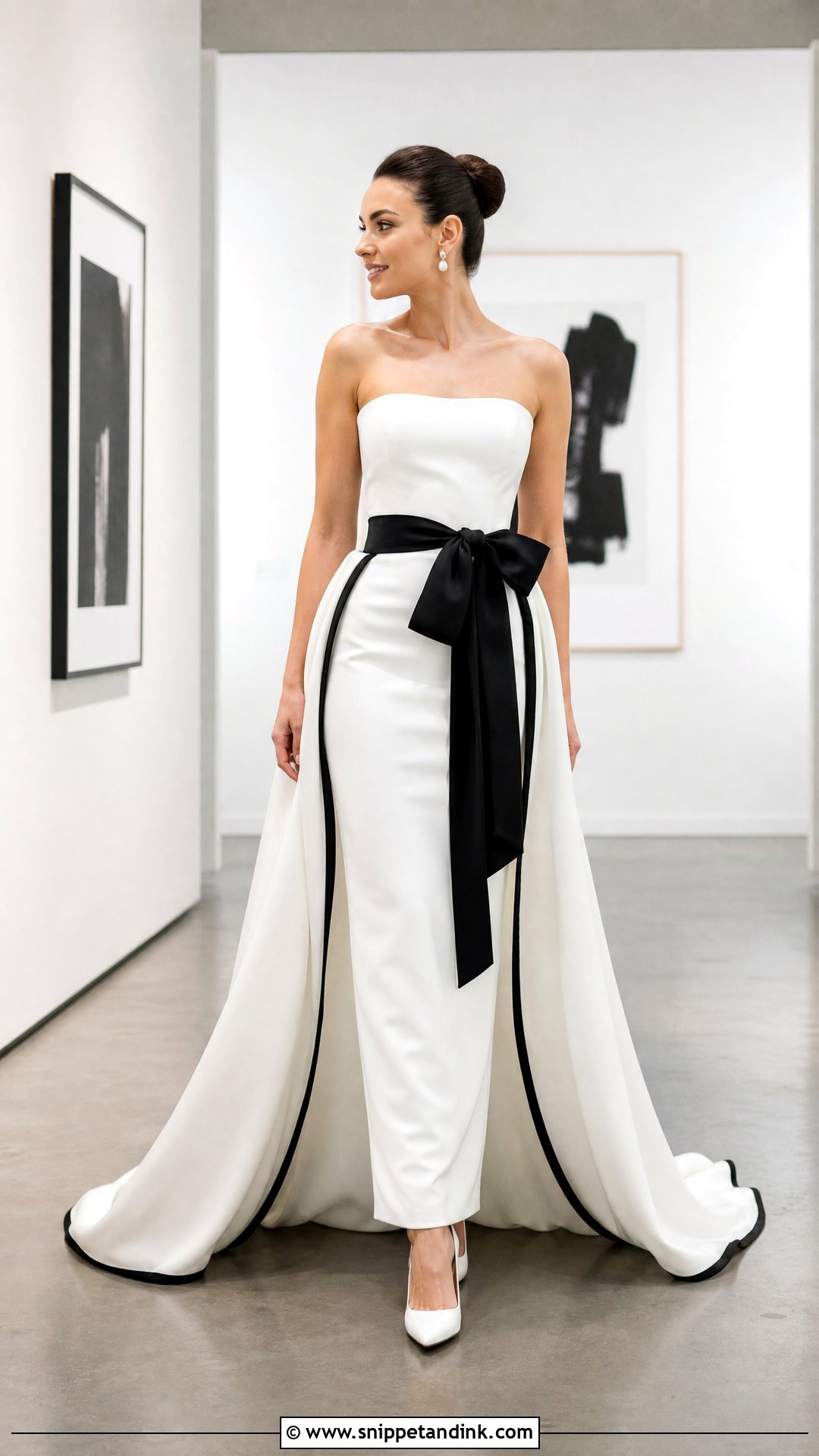 Black And White Wedding Dress With Detachable Train - Snippet and Ink - 25 Detachable Train Wedding Dress Ideas
