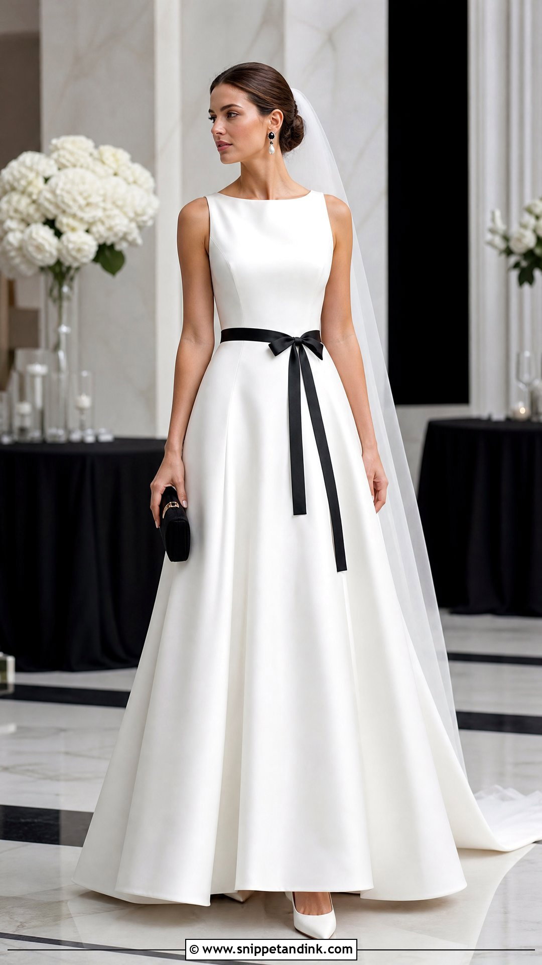 Black And White Wedding Dress With Minimal Accessories - Snippet and Ink - 20 Online Wedding Dress Ideas