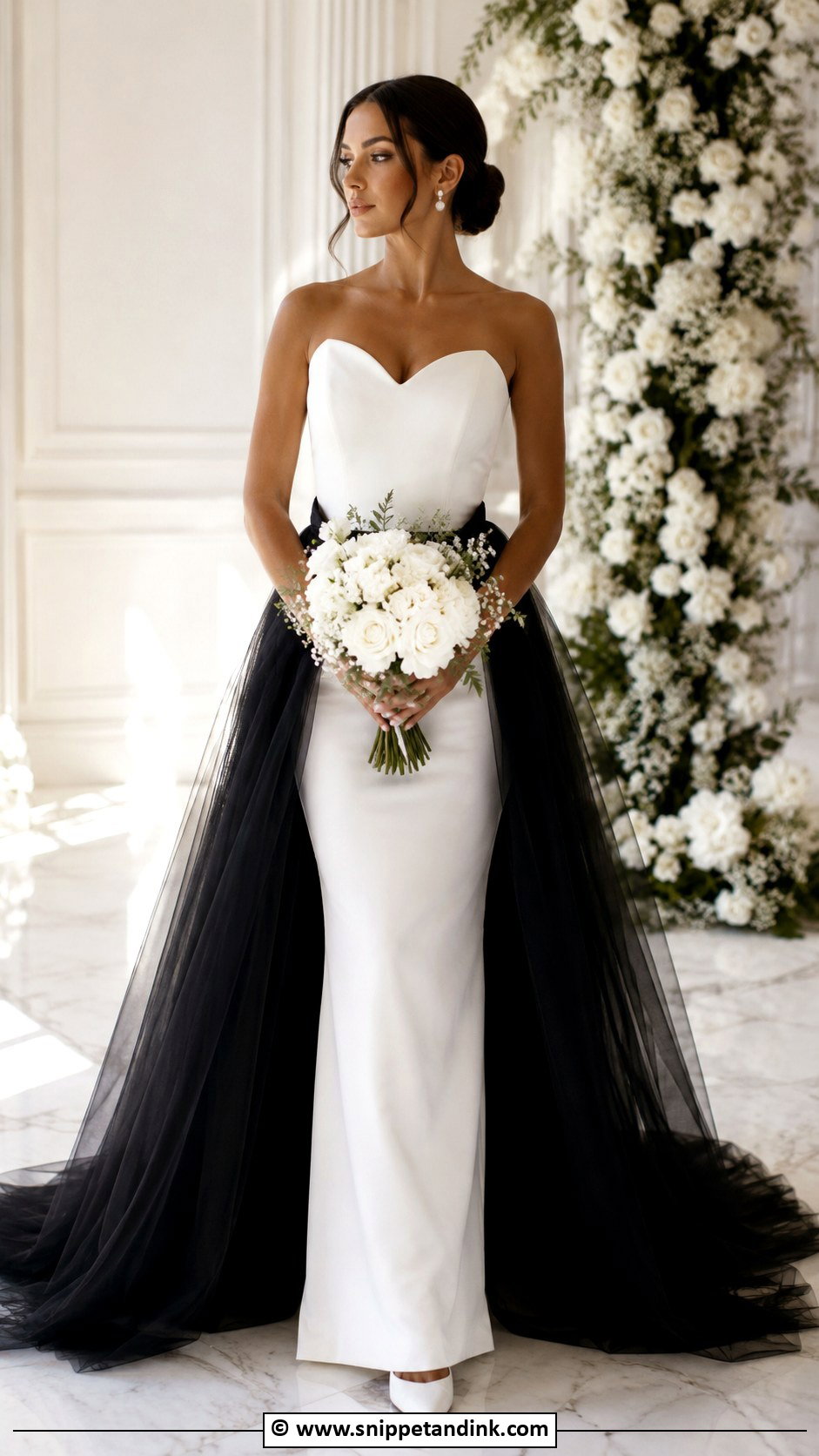 Black And White Wedding Dress With Overskirt - Snippet and Ink - 30 Black and White Wedding Dress Ideas