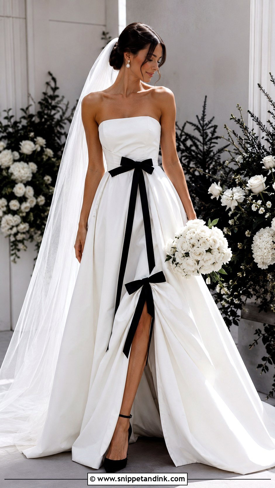 Black And White Wedding Gown - Snippet and Ink - 25 Colored Wedding Gowns