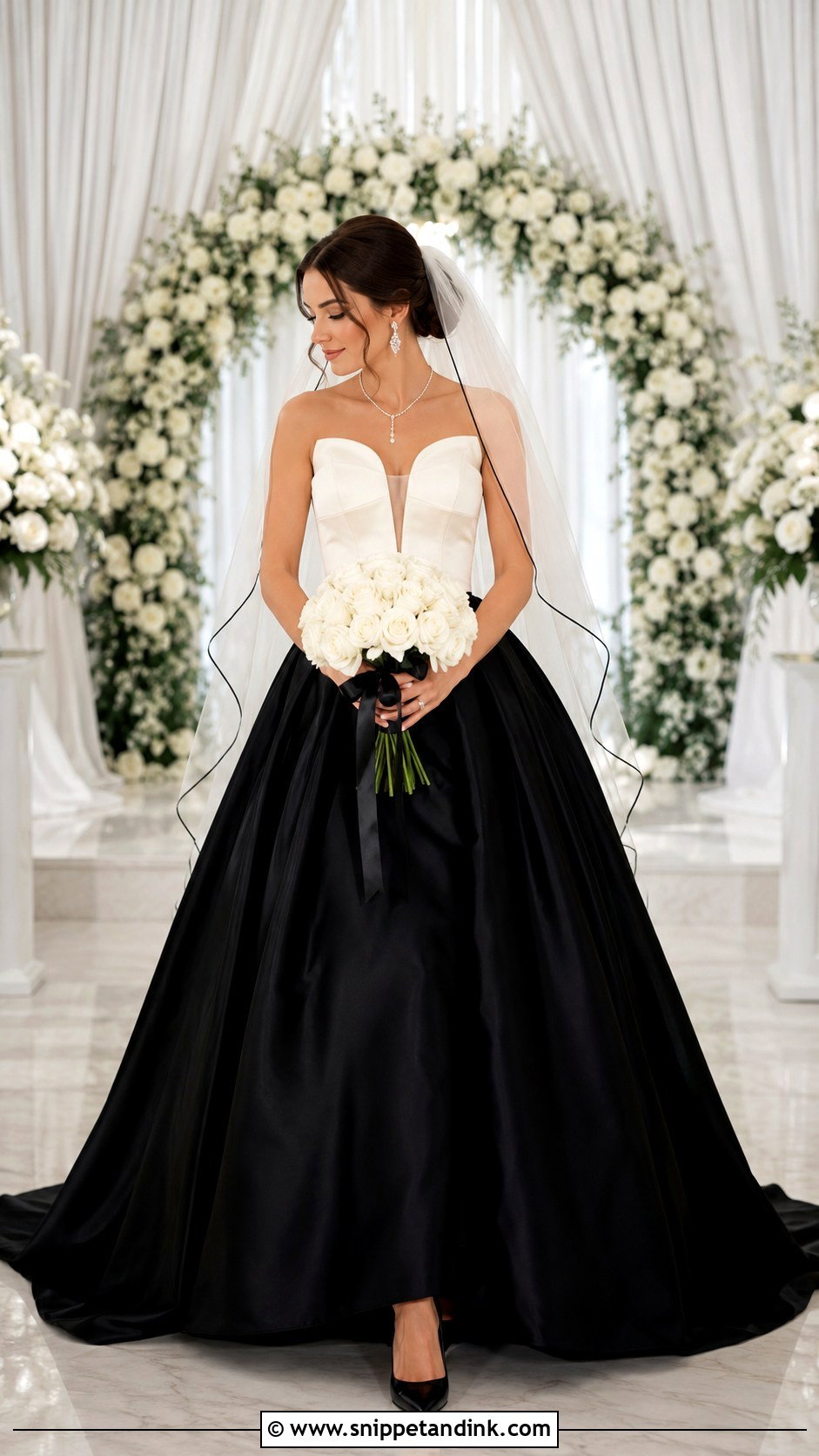Black And White Wedding Gown - Snippet and Ink - 20 Black Wedding Gown Ideas