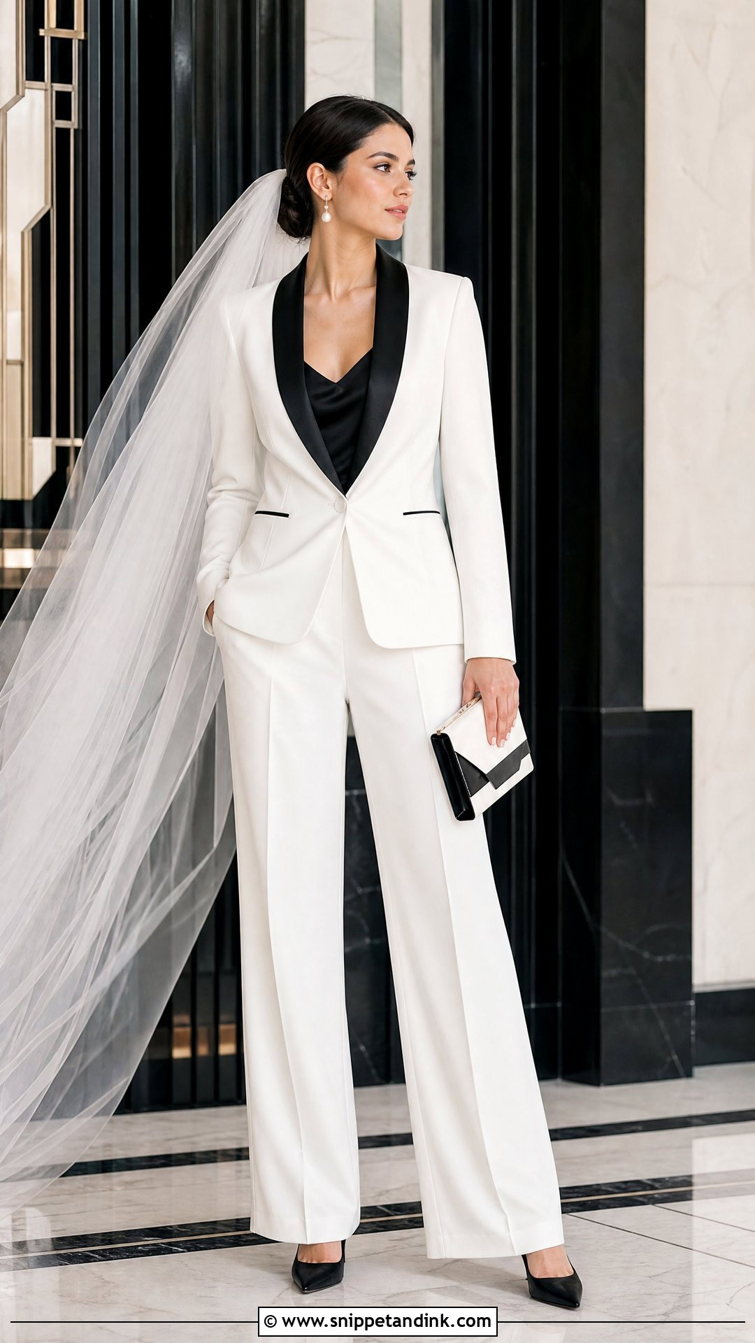 Black And White Wedding Trouser Suit - Snippet and Ink - 20 Wedding Trousers Brides Ideas