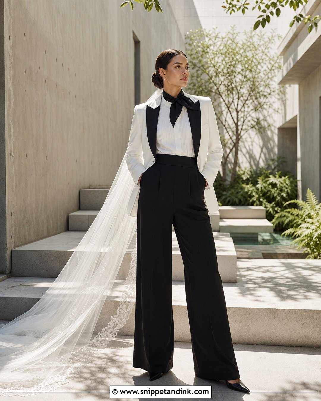 Black And White Wide Leg Tuxedo - Snippet and Ink - 20 Dapper Bride Ideas
