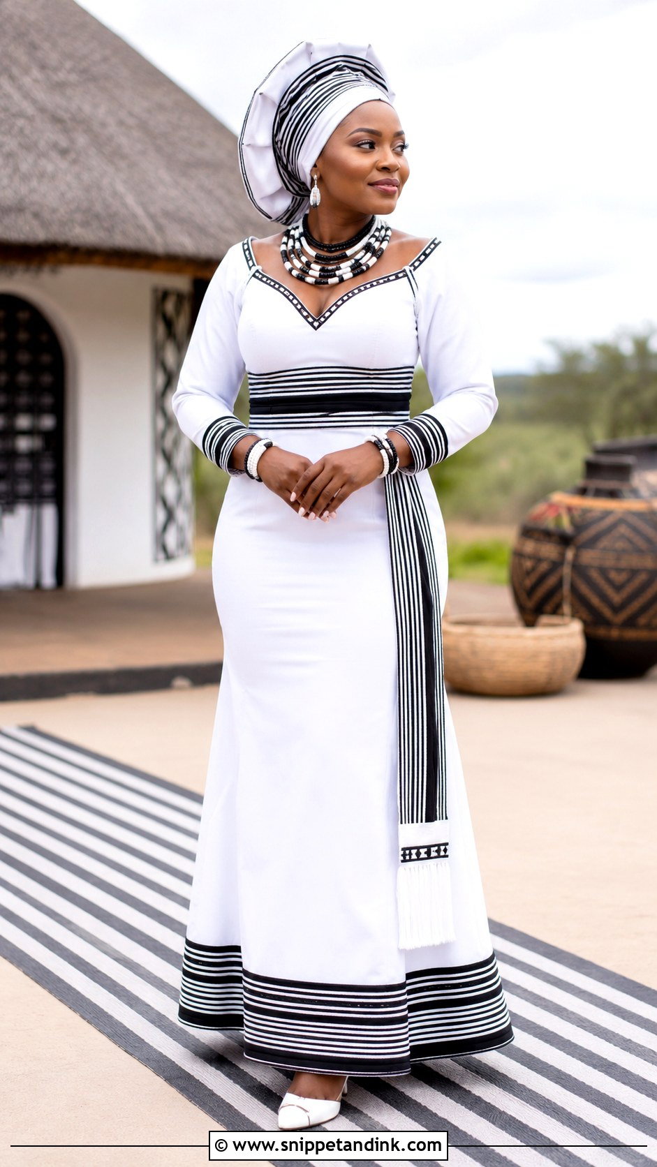 Black And White Xhosa Umbhaco Wedding Dress - Snippet and Ink - 25 Xhosa Traditional Wedding Dresses